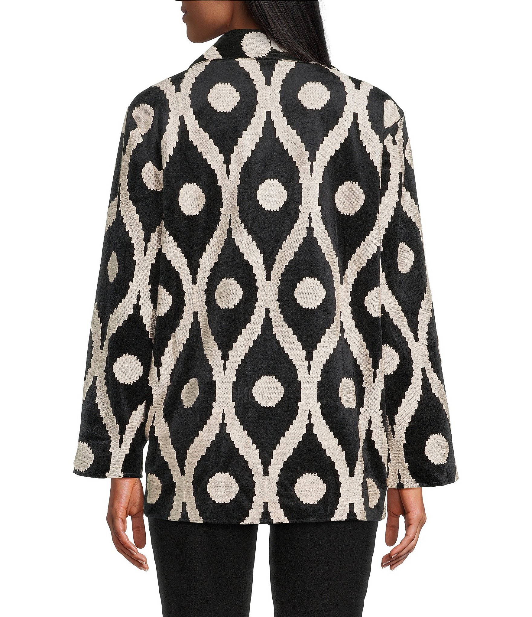 John Mark Ikat Tapestry Long Sleeve Open Front Oversized Jacket