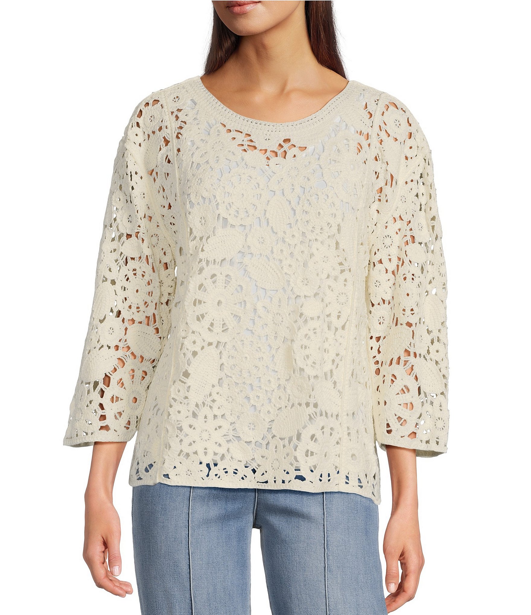 John Mark Lace Scoop Neck 3/4 Sleeve Popover Top | Dillard's John Mark Lace Scoop Neck 3/4 Sleeve Popover Top | Dillard's