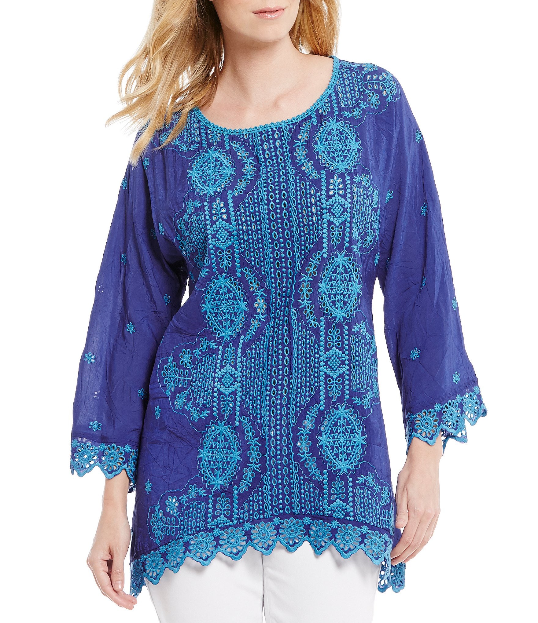 John Mark Novelty Eyelet Tunic | Dillards