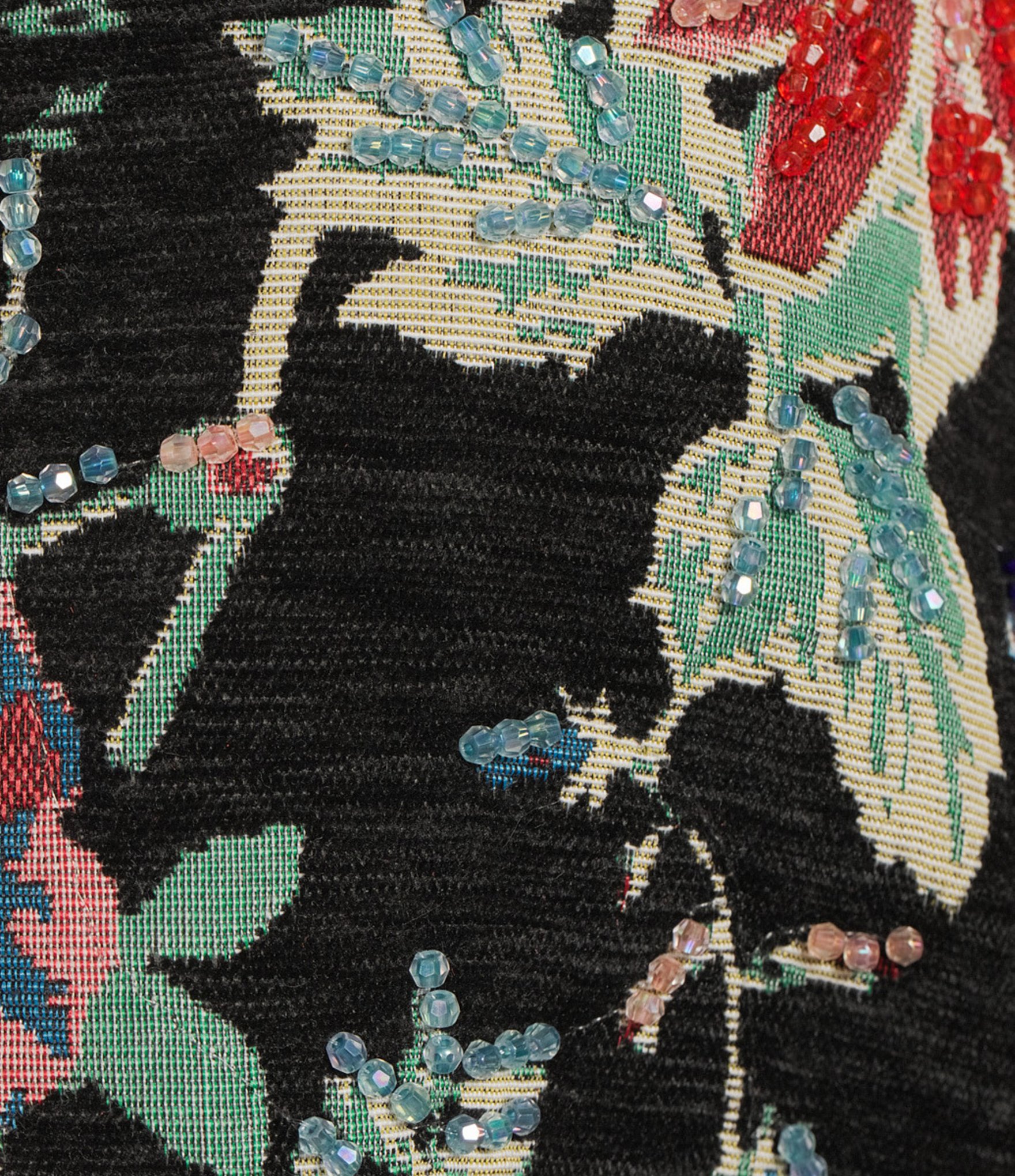 John Mark Plus Size Allover Floral Jacquard Beaded Long Sleeve Ribbed Neck Zip-Front Jacket