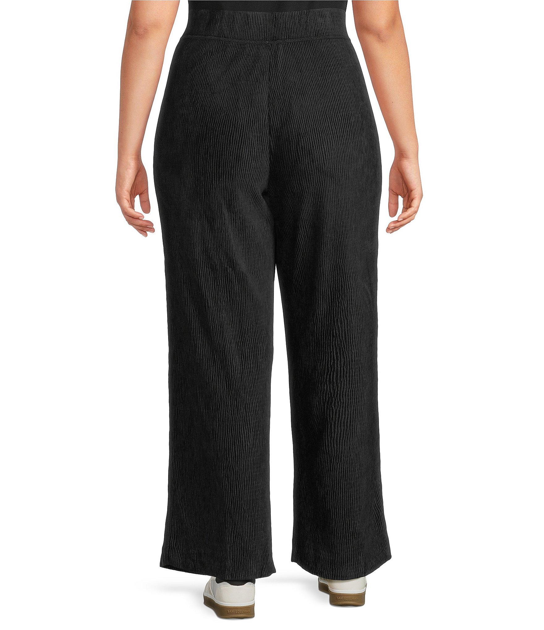 John Mark Plus Size Coordinating Ribbed Chenille Pull-On Wide-Leg Pants