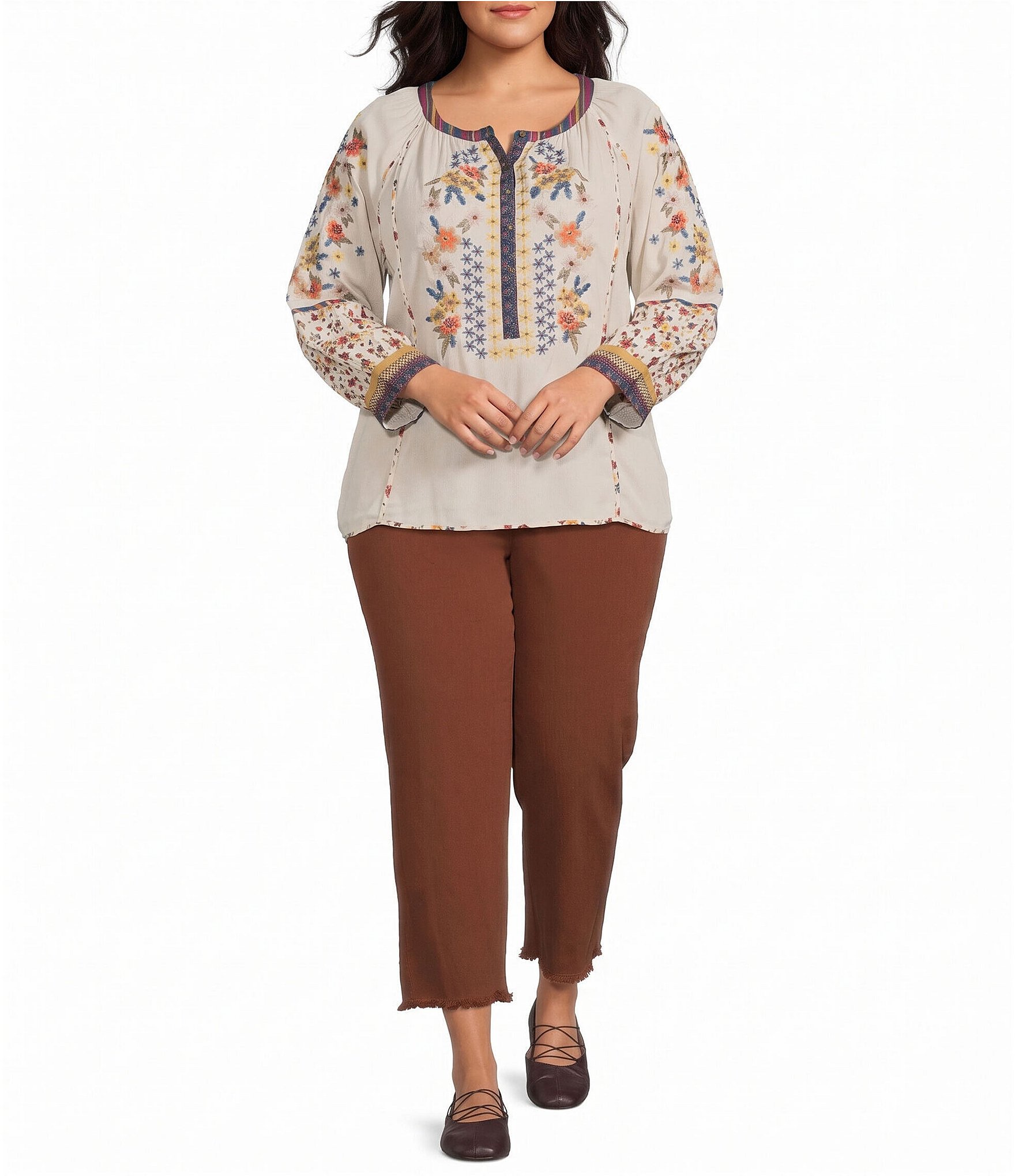 John Mark Plus Size Denim Straight Leg Ankle Jeans