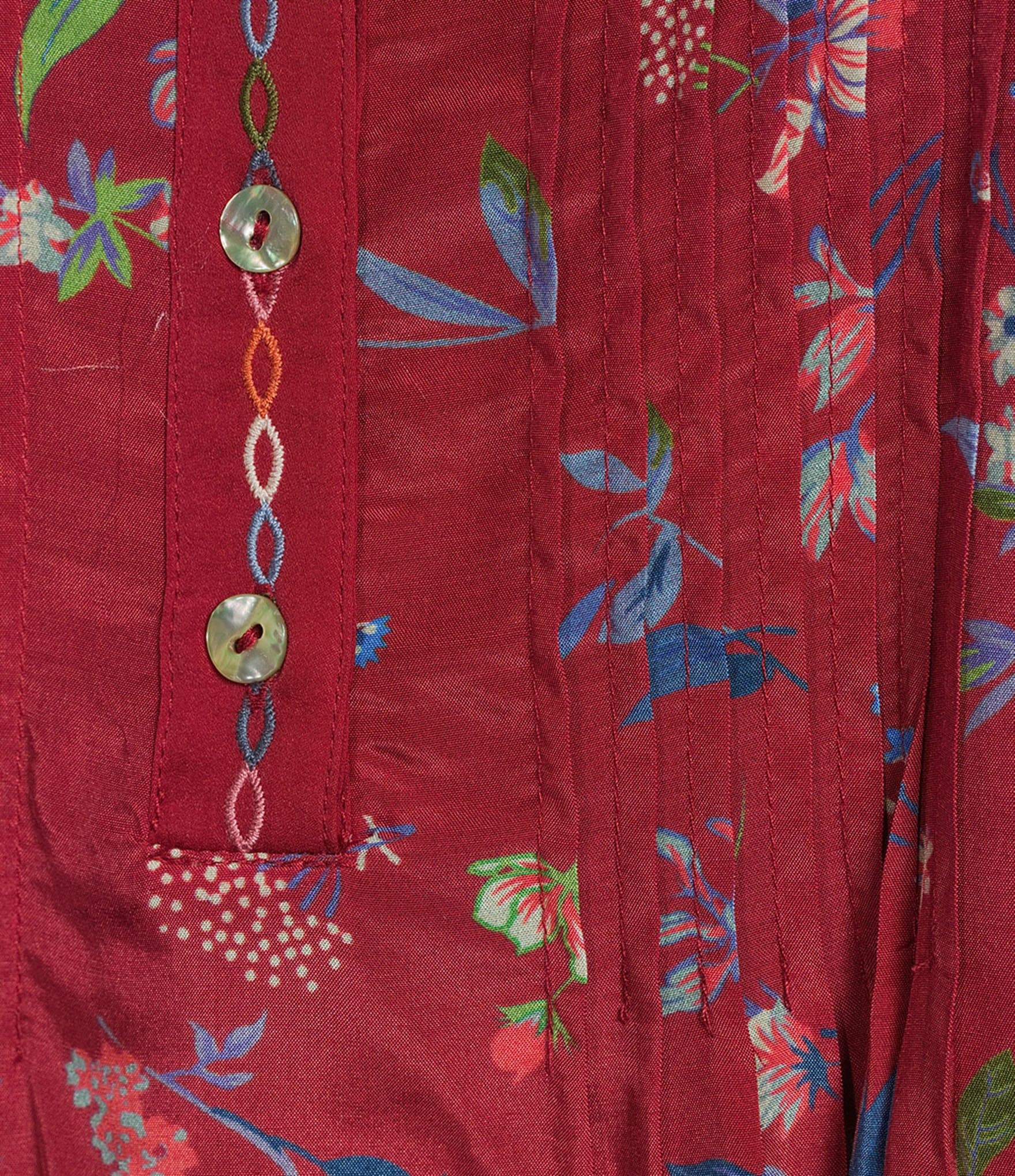 John Mark Plus Size Embroidered Multi Floral Round Split V-Neck 3/4 Sleeve Blouse