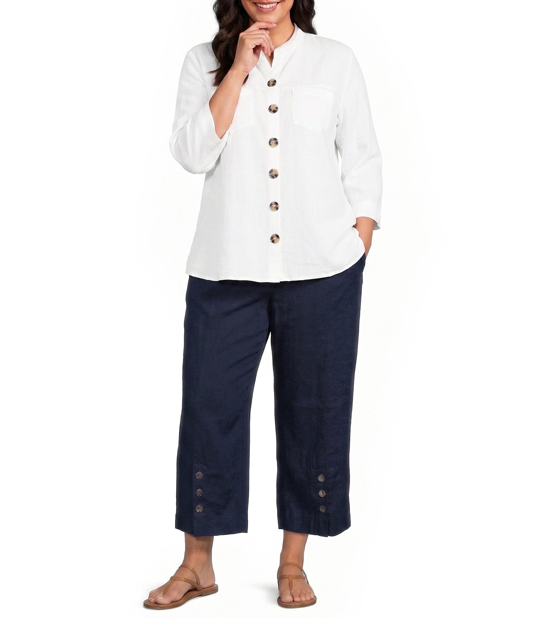 John Mark Plus Size Wide Leg Pleated Pants