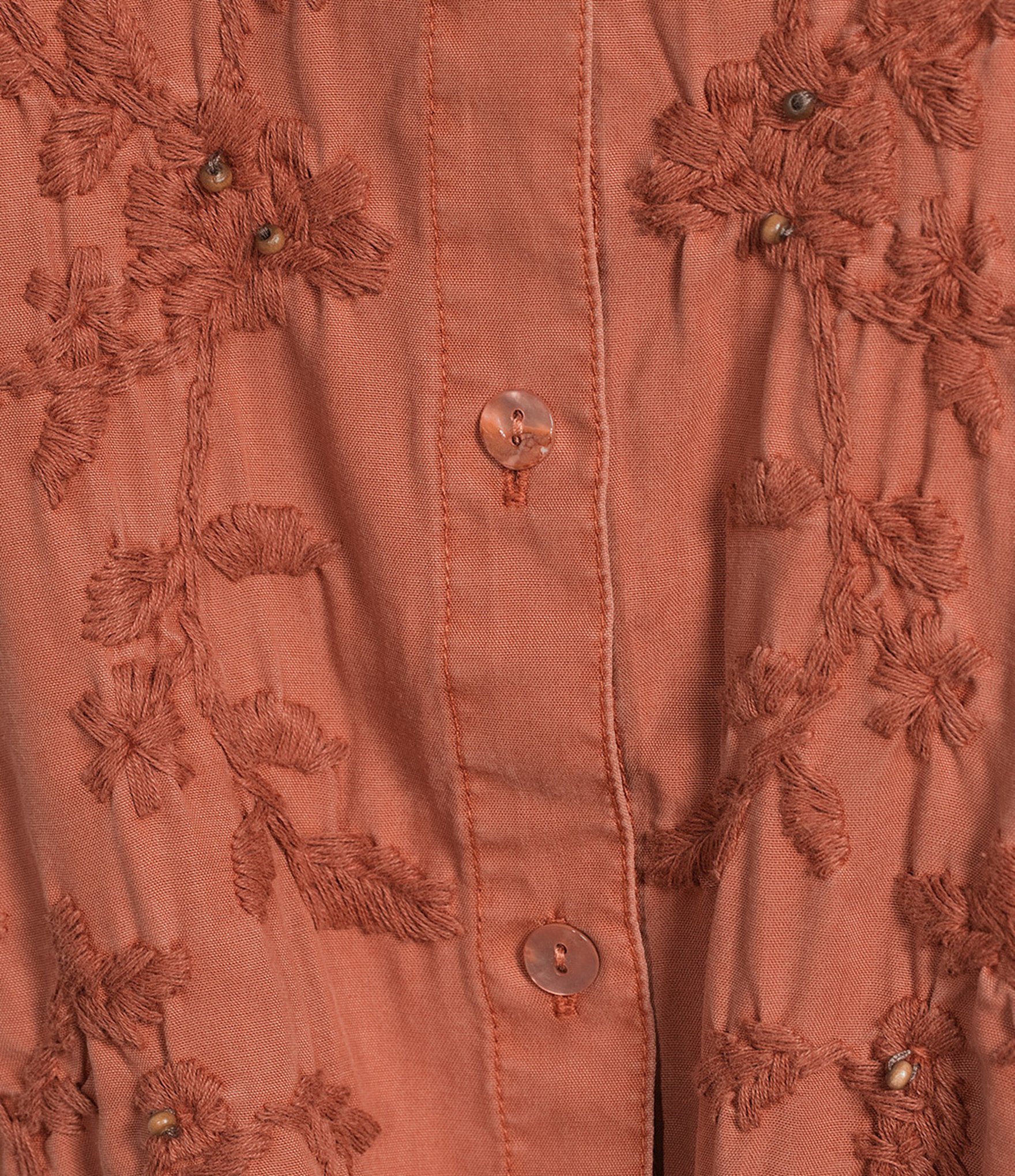 John Mark Woven Floral Embroidered Point Collar 3/4 Sleeve Shirt