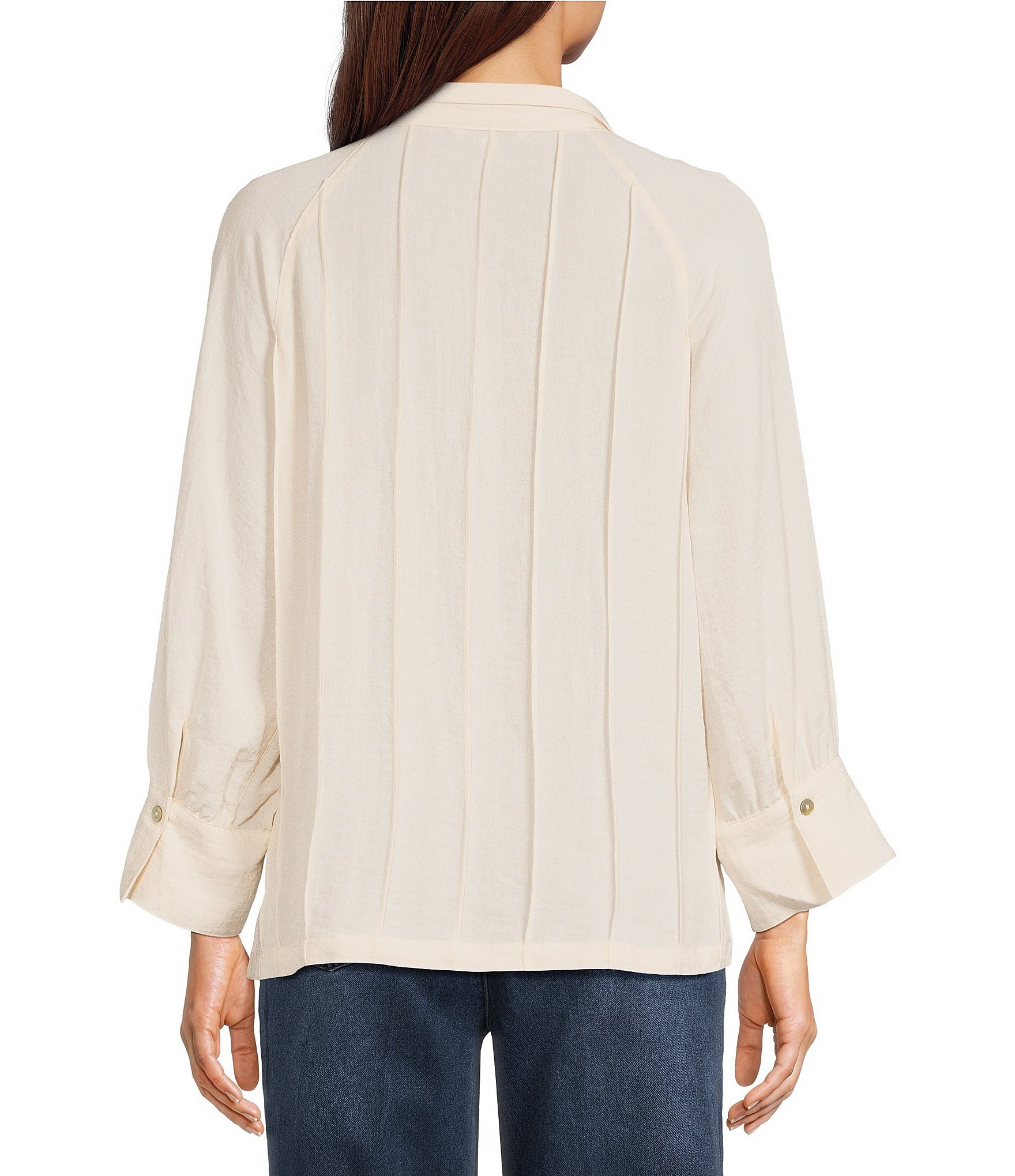 John Mark Woven Johnny Collar 3/4 Sleeve Blouse