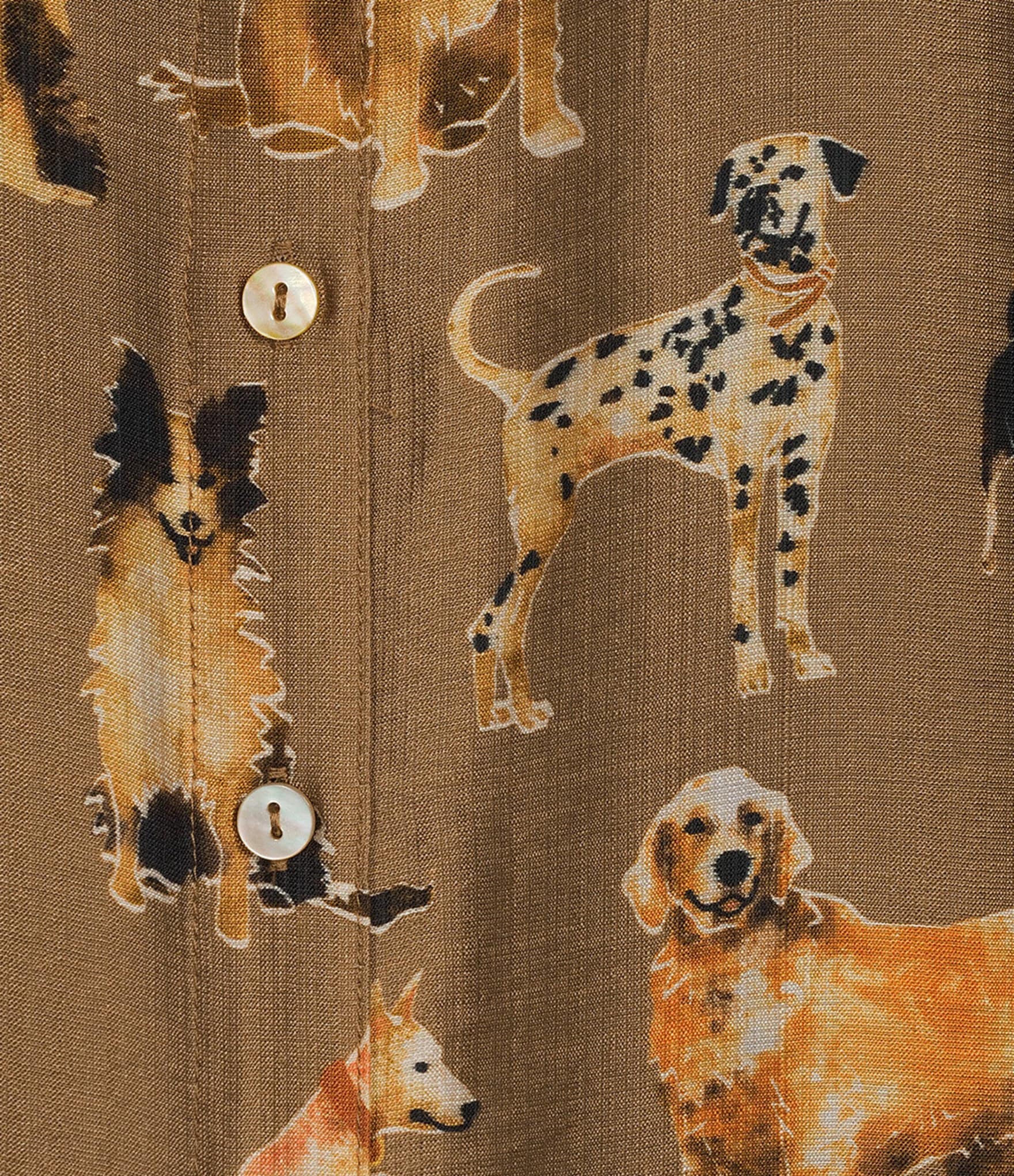 John Mark Woven Novelty Dog Print Point Collar 3/4 Sleeve Shirt