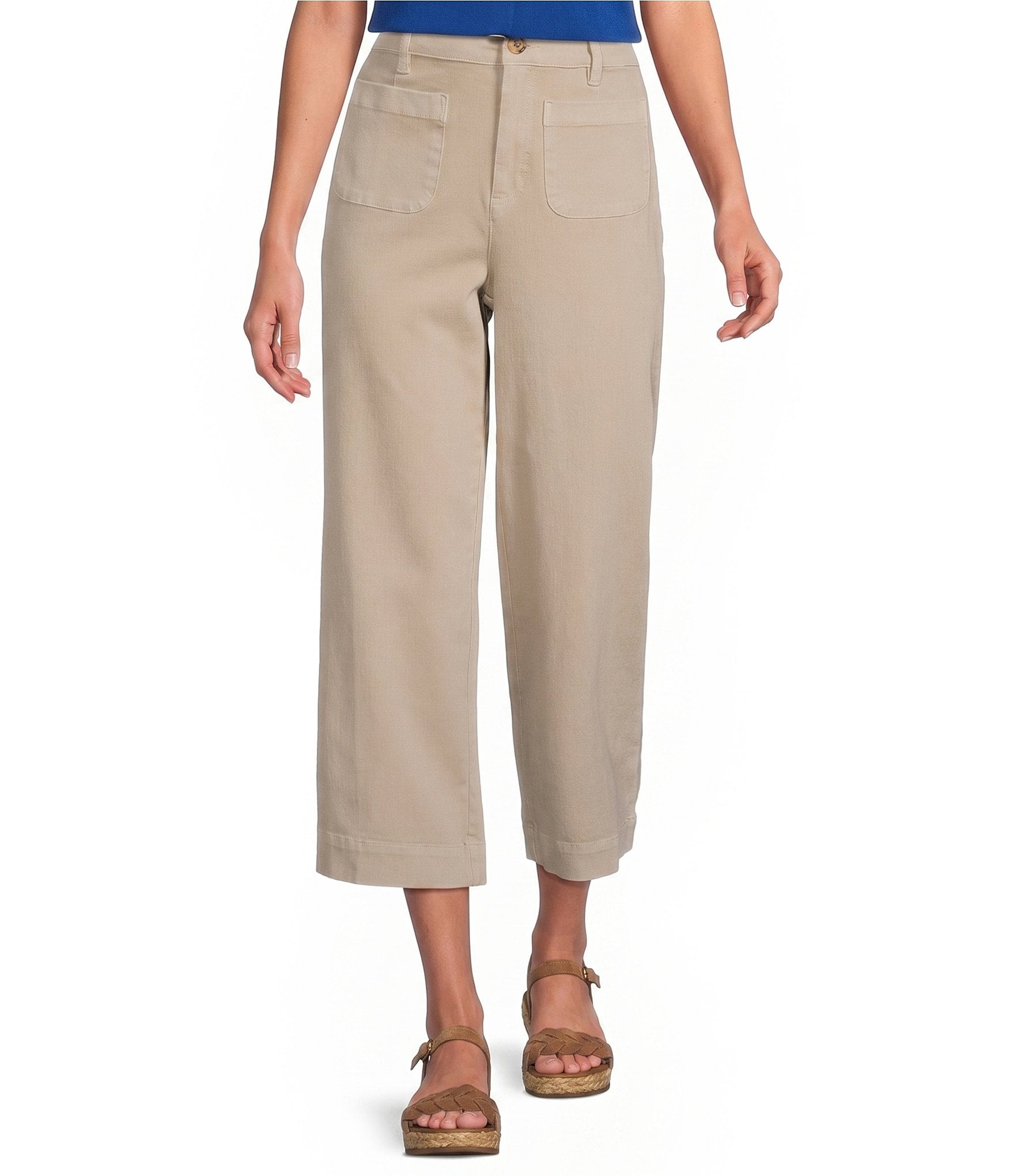 John Mark Woven Wide-Leg Patch Pocket Pants