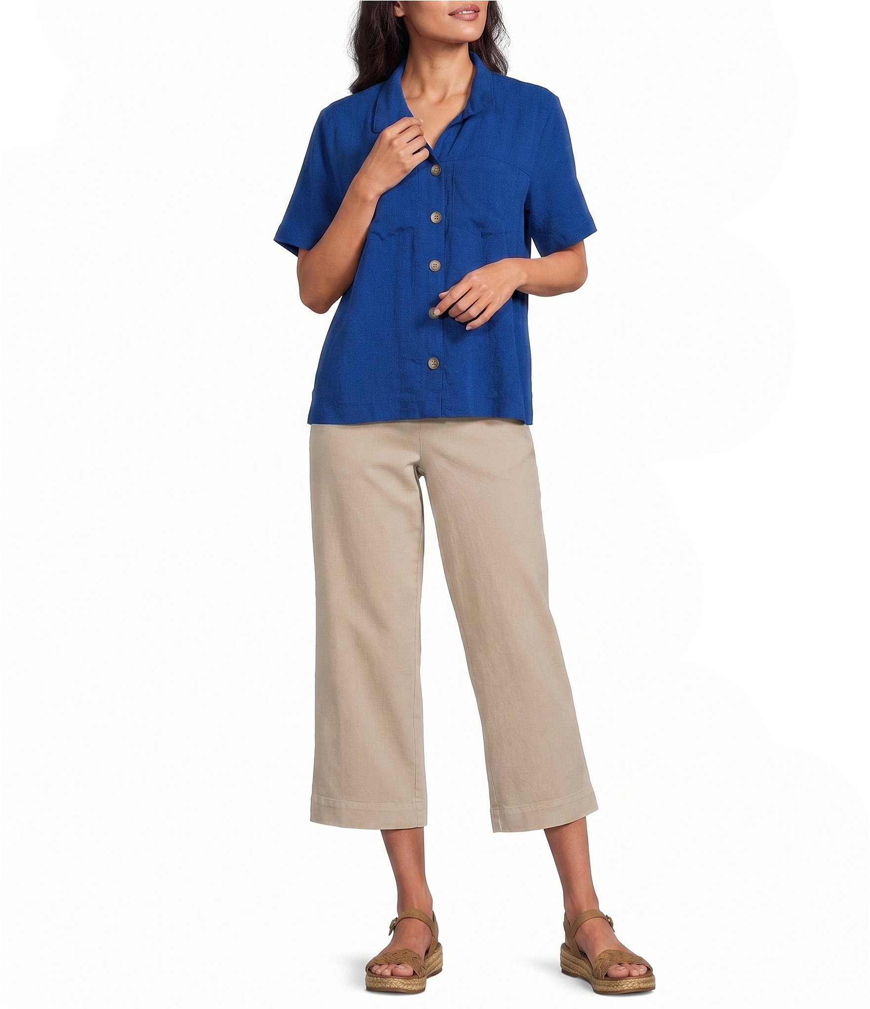 John Mark Woven Wide-Leg Patch Pocket Pants