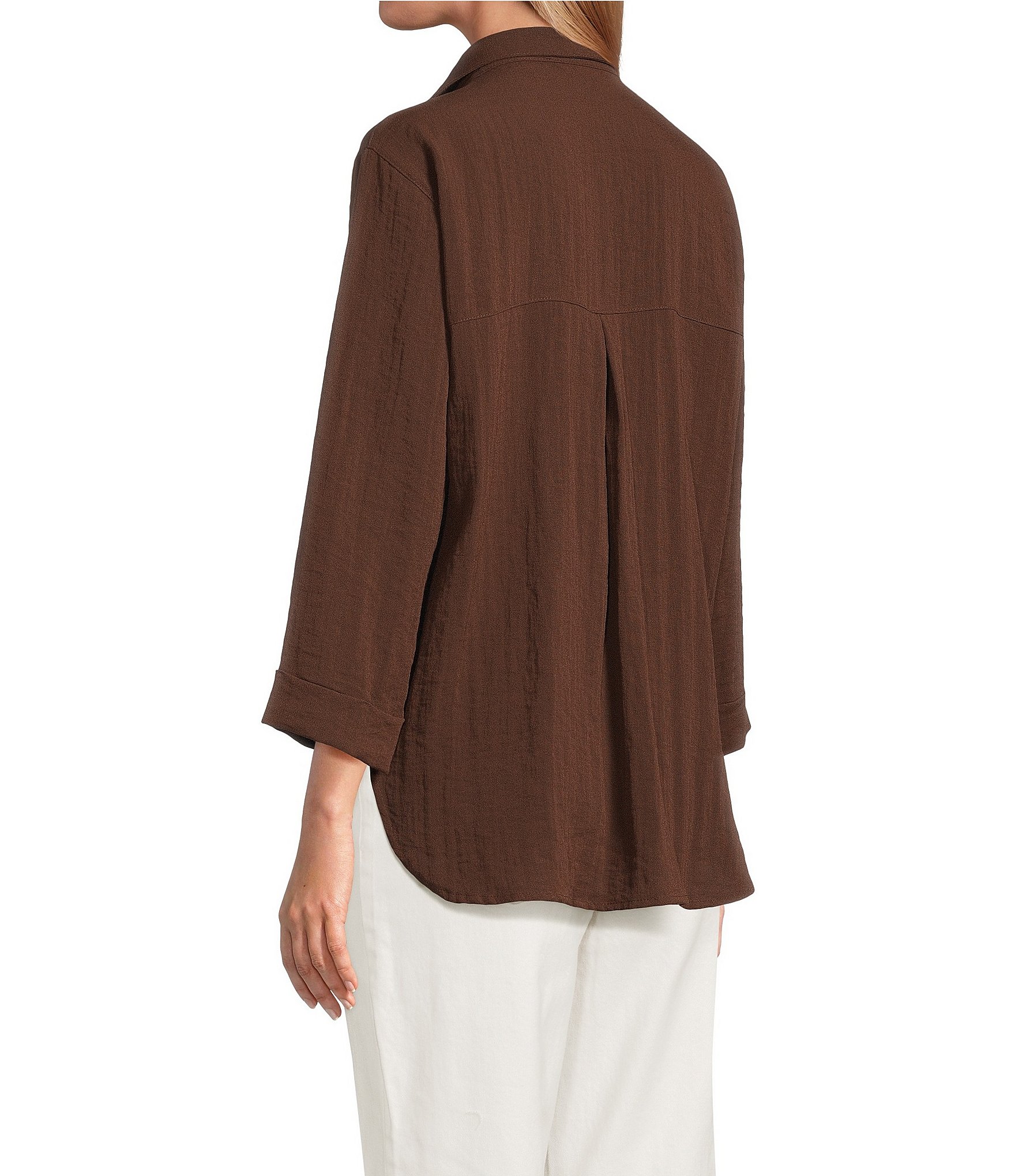 John Mark Woven Wire Collar 3/4 Sleeve Button /Front Shirt