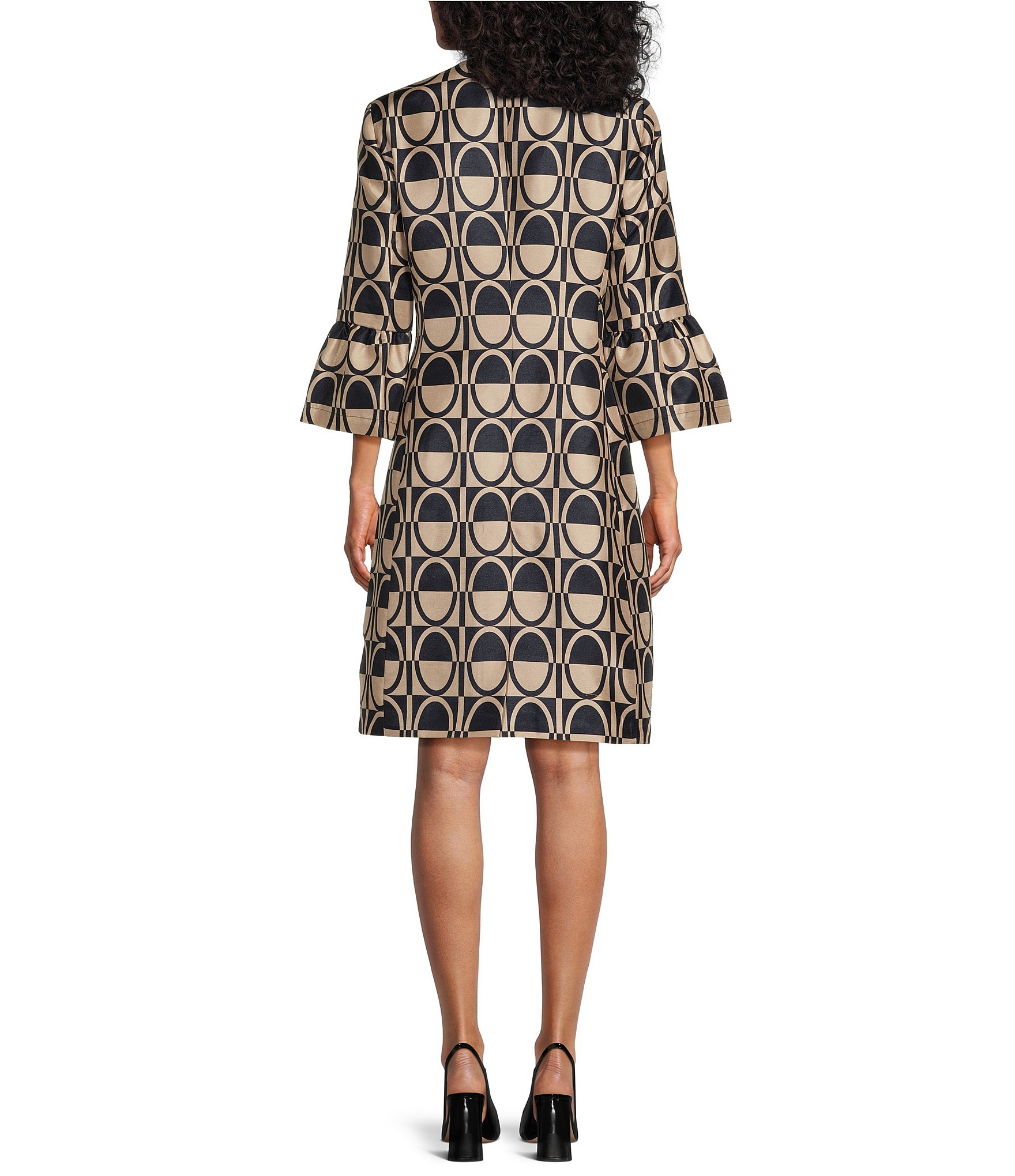 John Meyer Geometric Shantung 2-Piece Topper Coat-Dress