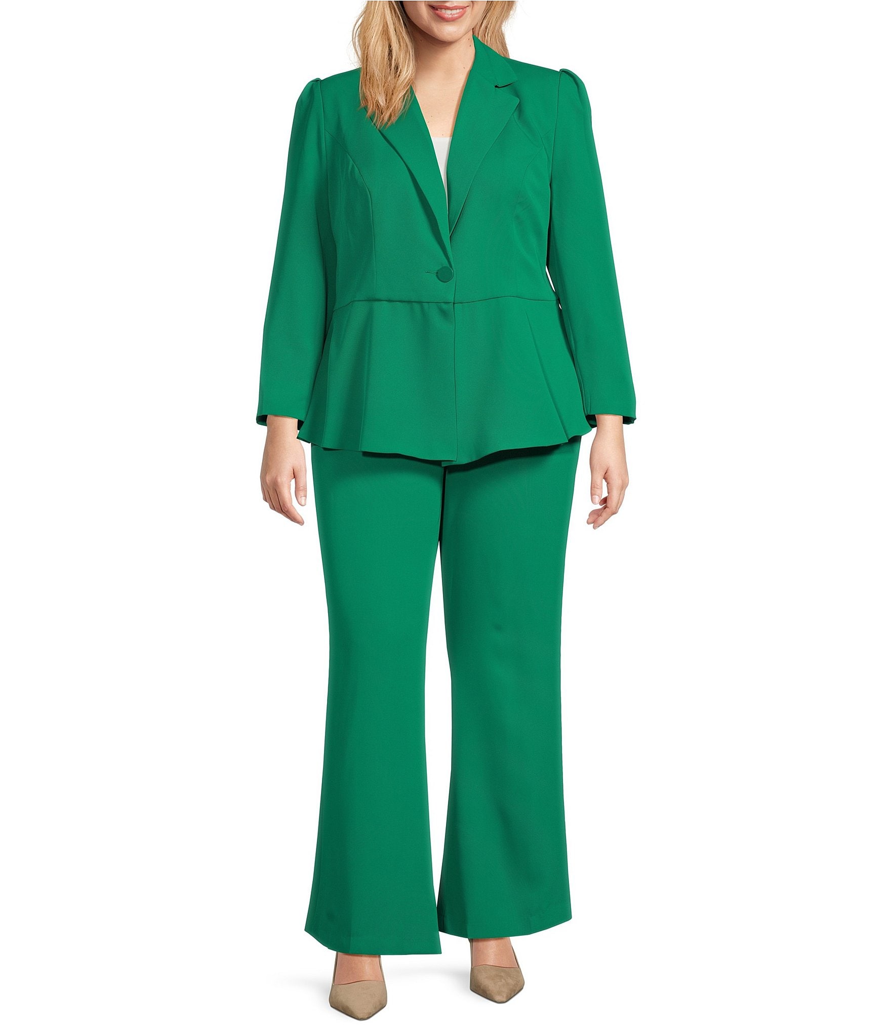 John Meyer Plus Size 2 Piece Peplum Jacket and Flared Pant Set Dillard s