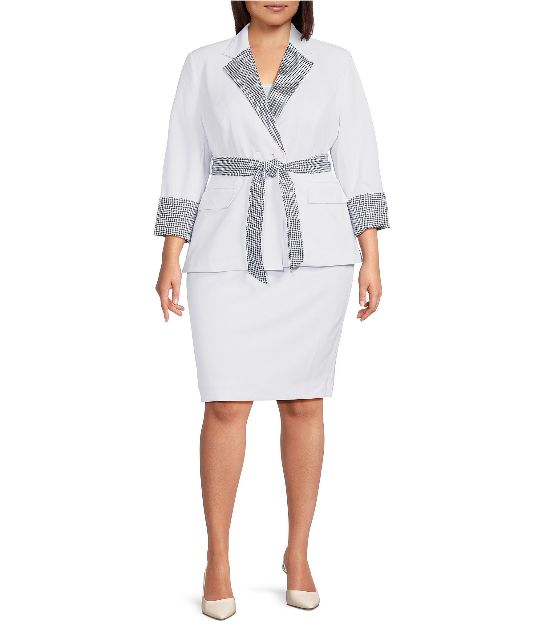 Plus size white skirt suits best sale