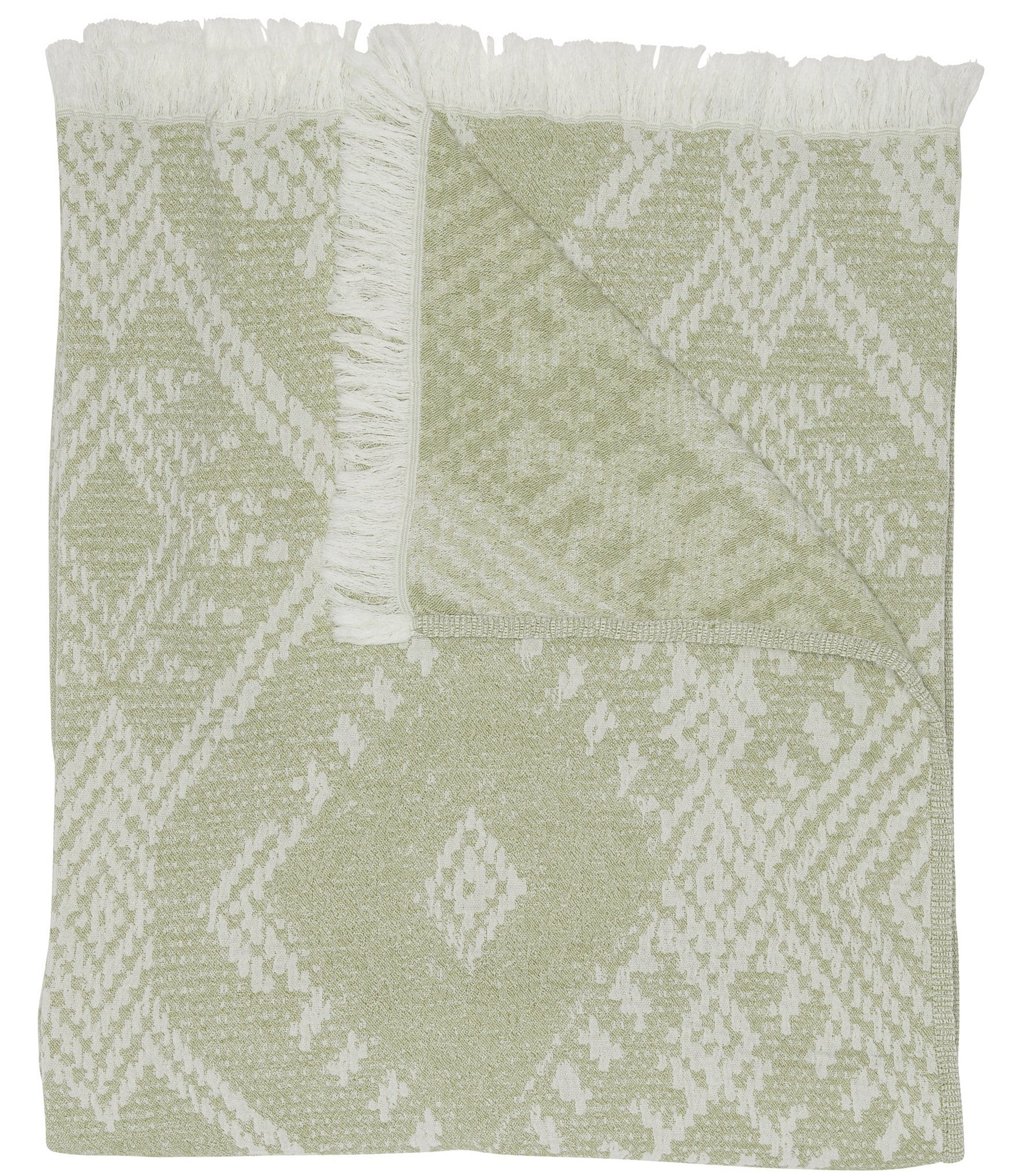 John Robshaw Tanvi Geometric Jacquard Fringed Throw