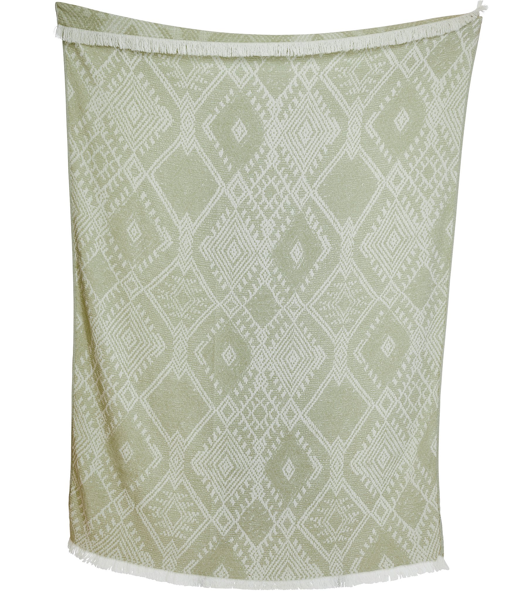 John Robshaw Tanvi Geometric Jacquard Fringed Throw