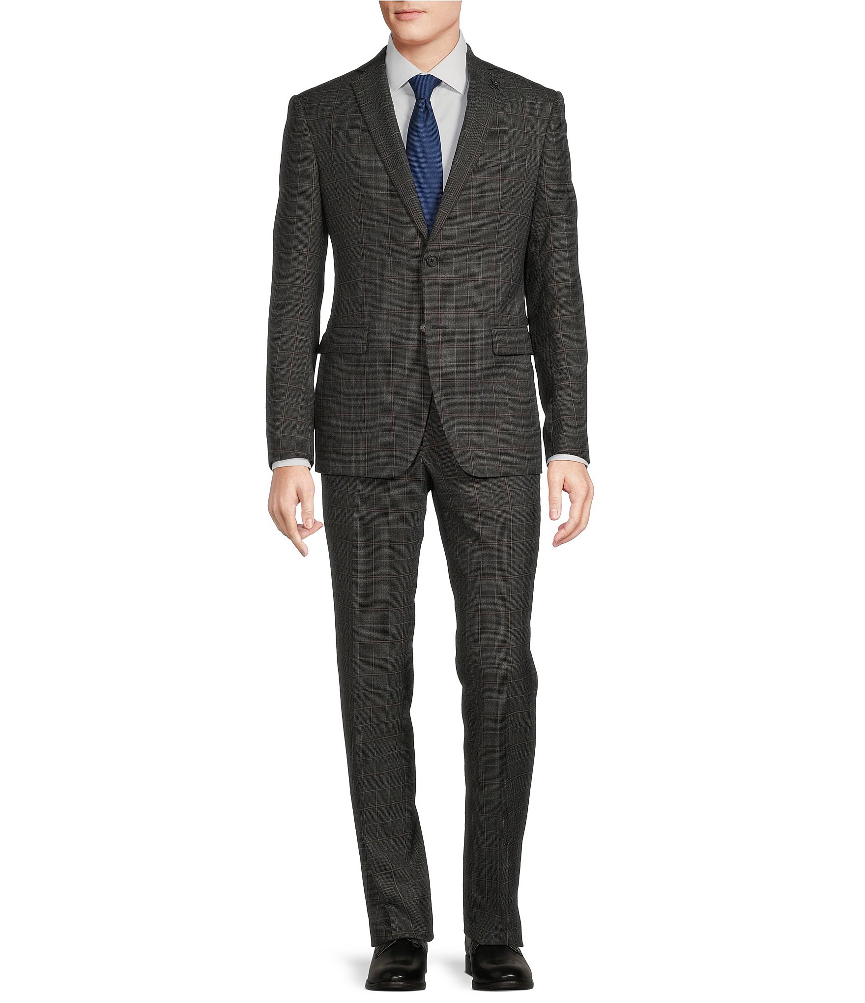 John Varvatos Slim Fit Flat Front Check Pattern 2-Piece Suit | Dillard's