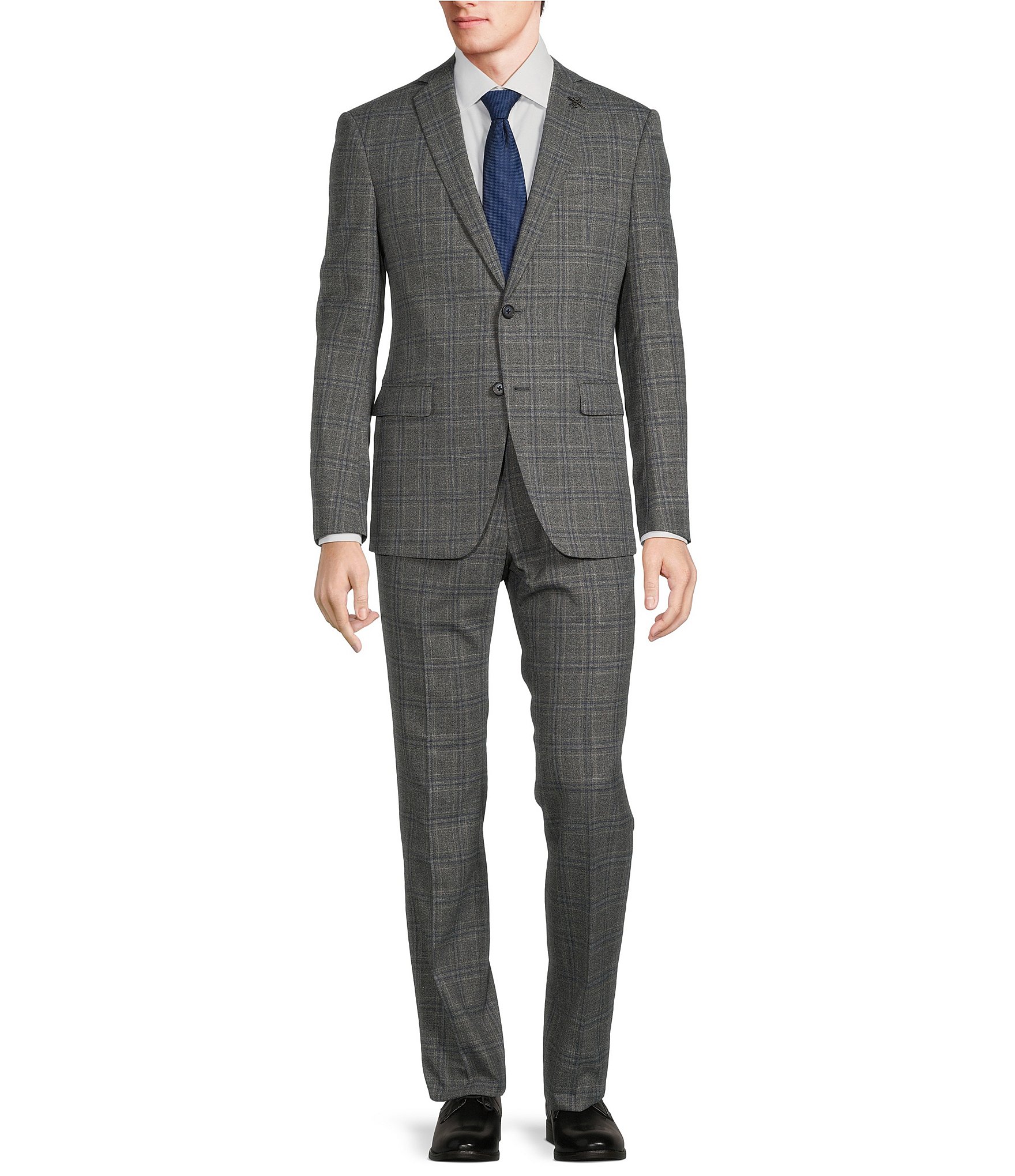 John Varvatos Slim Fit Flat Front Plaid Pattern 2-Piece Suit | Dillard's