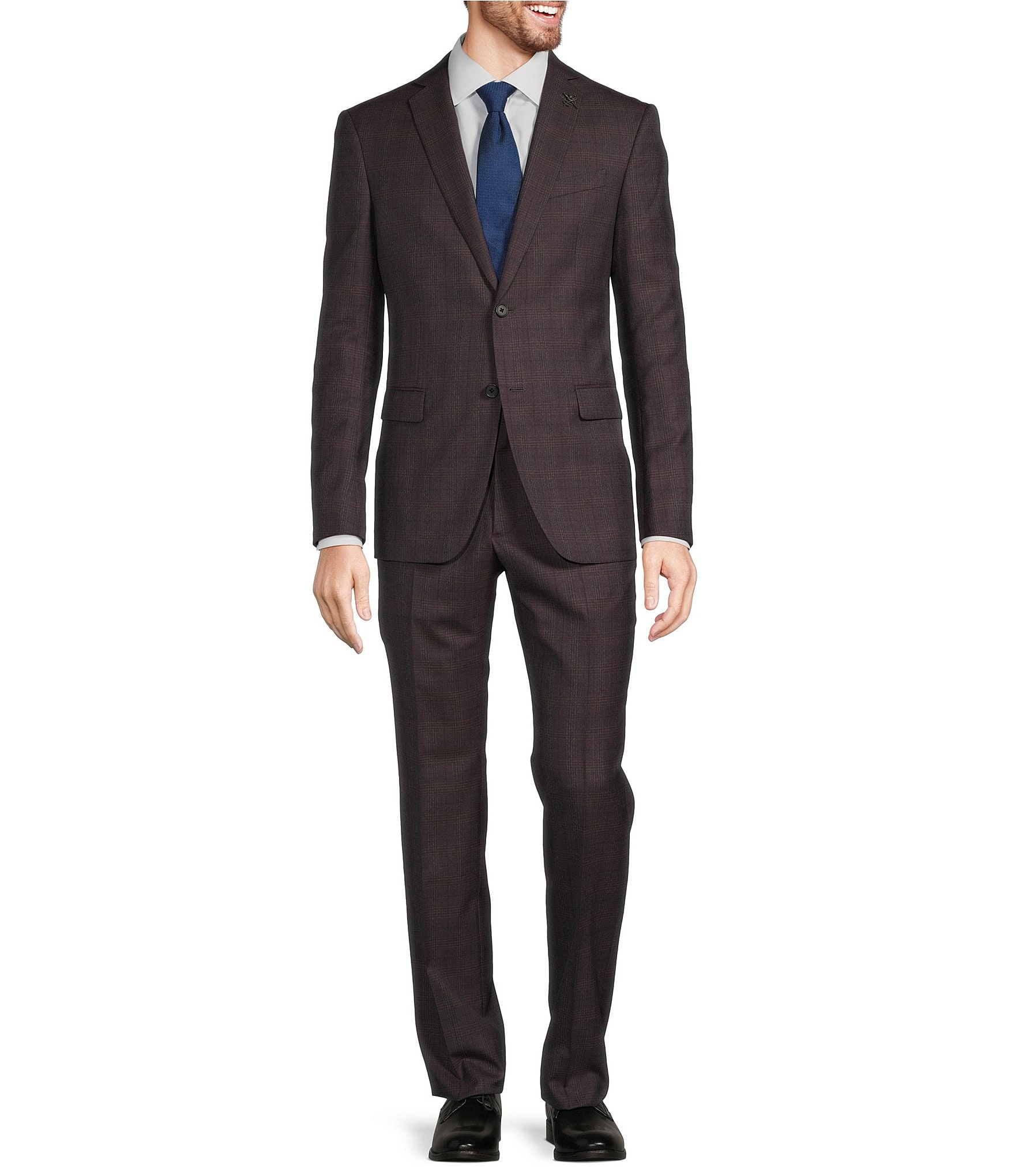 John Varvatos Slim Fit Flat Front Plaid Pattern 2-Piece Suit | Dillard's