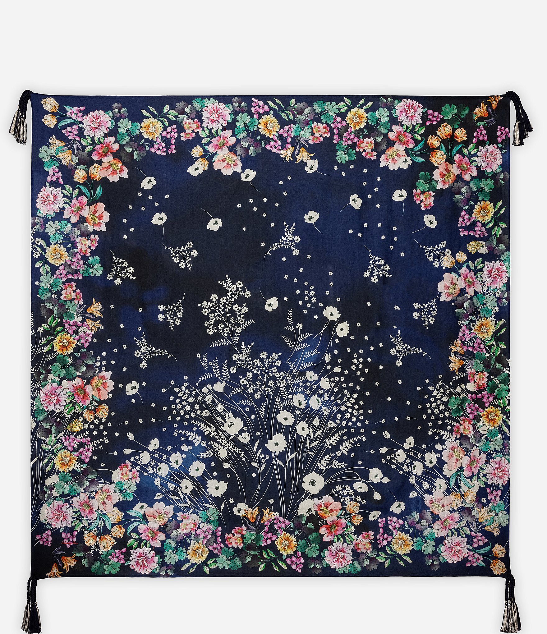 JOHNNY WAS Bursting Print Silk Square Scarf