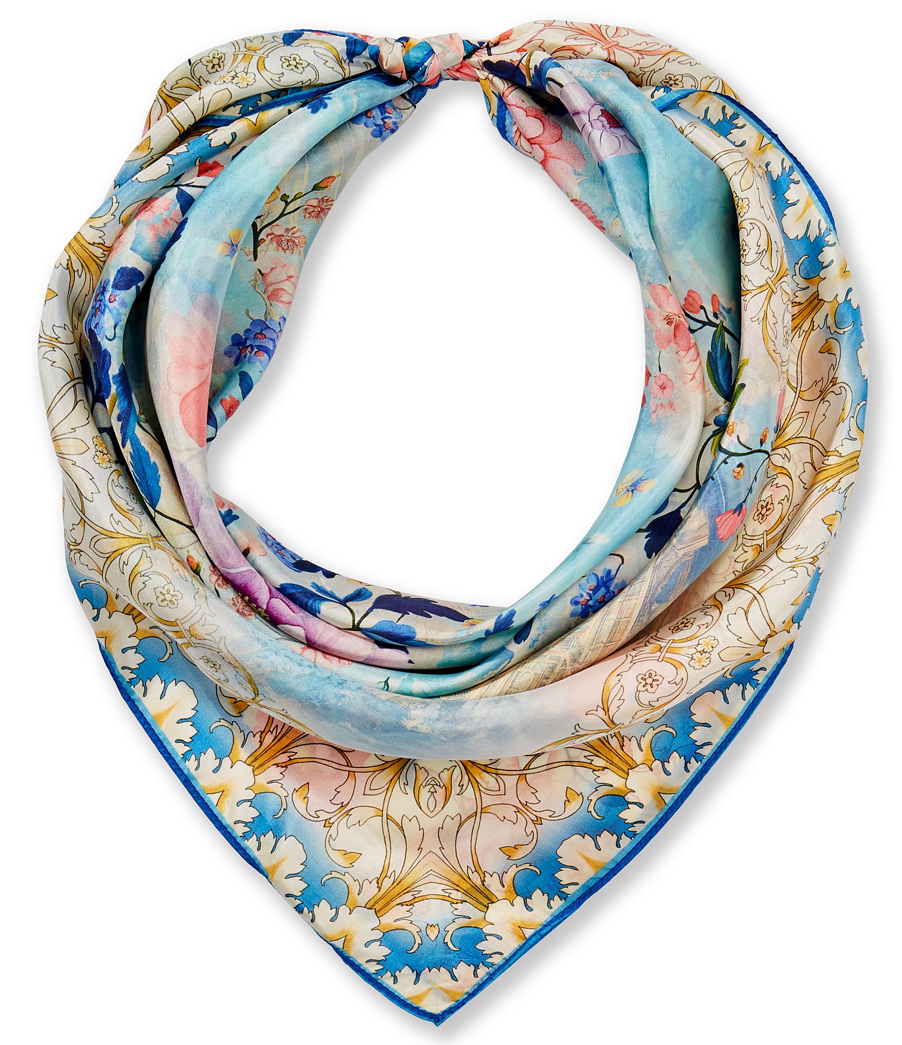 JOHNNY WAS Chemis Floral Print Silk Square Scarf
