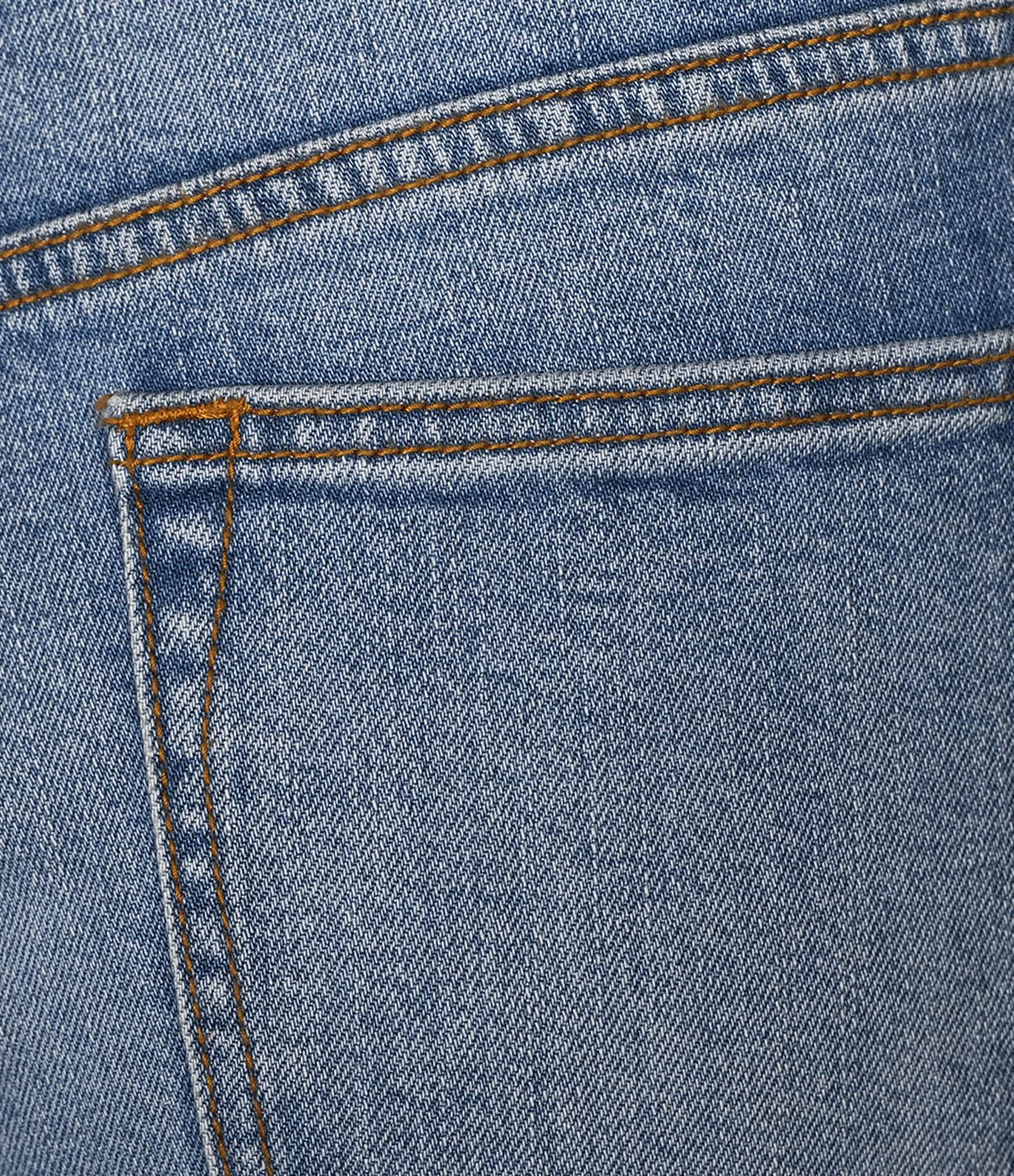 JOHNNY WAS Contrast Side Panel Wide Leg Stretch Denim 5-Pocket Jeans