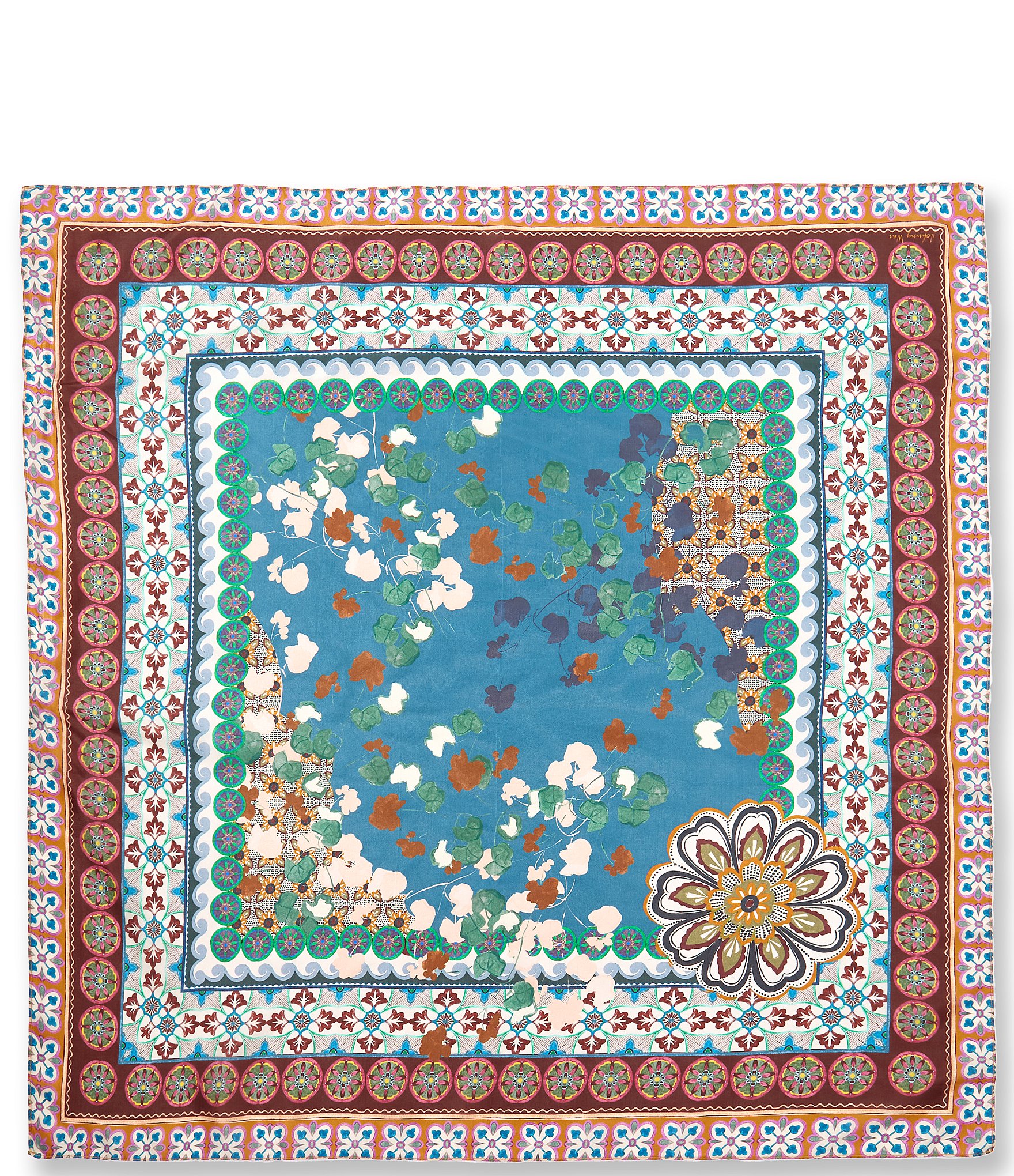 JOHNNY WAS Descanso Print Silk Square Scarf