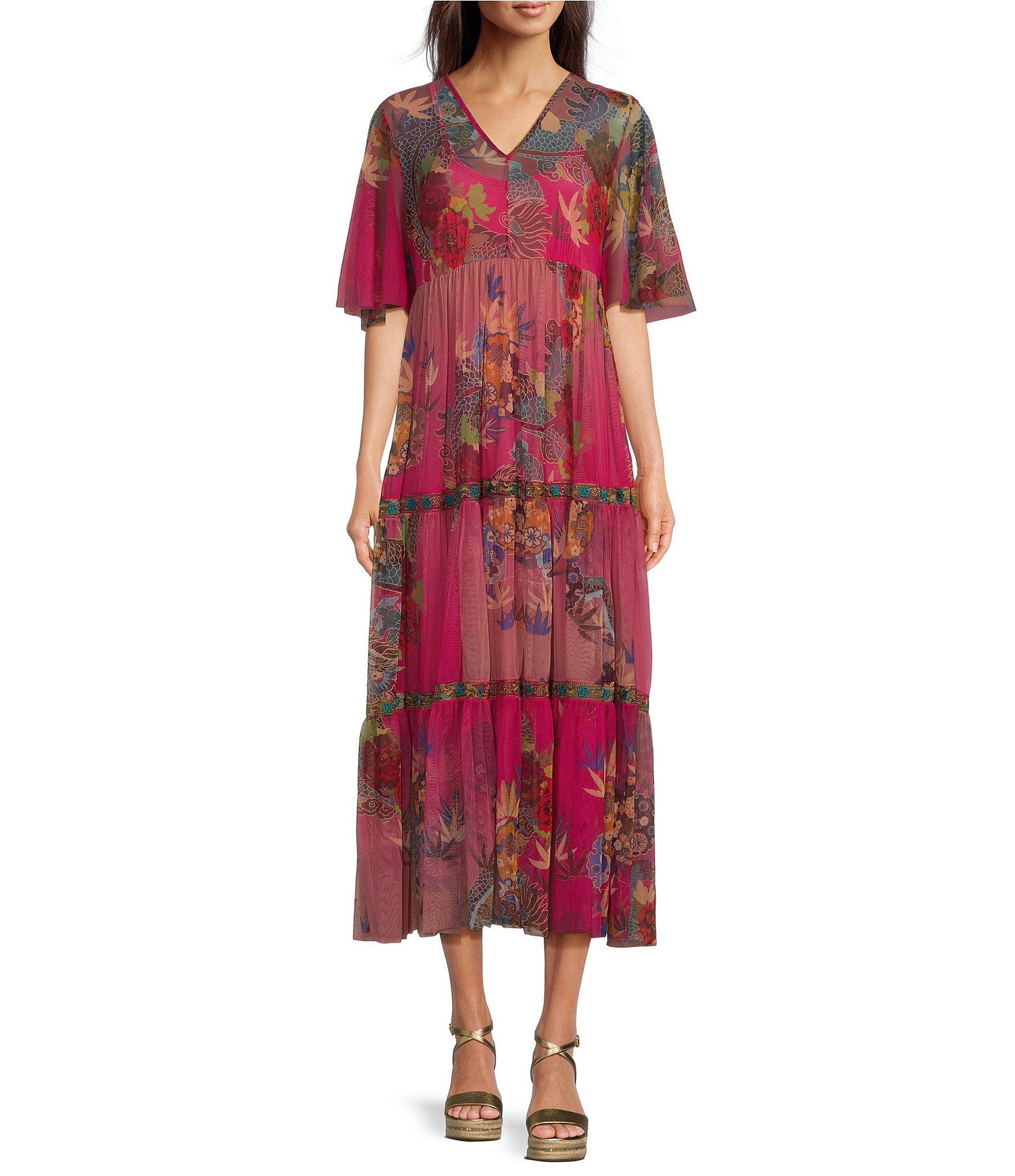 Johnny 2024 Was Floral Print Beaded Midi Dress