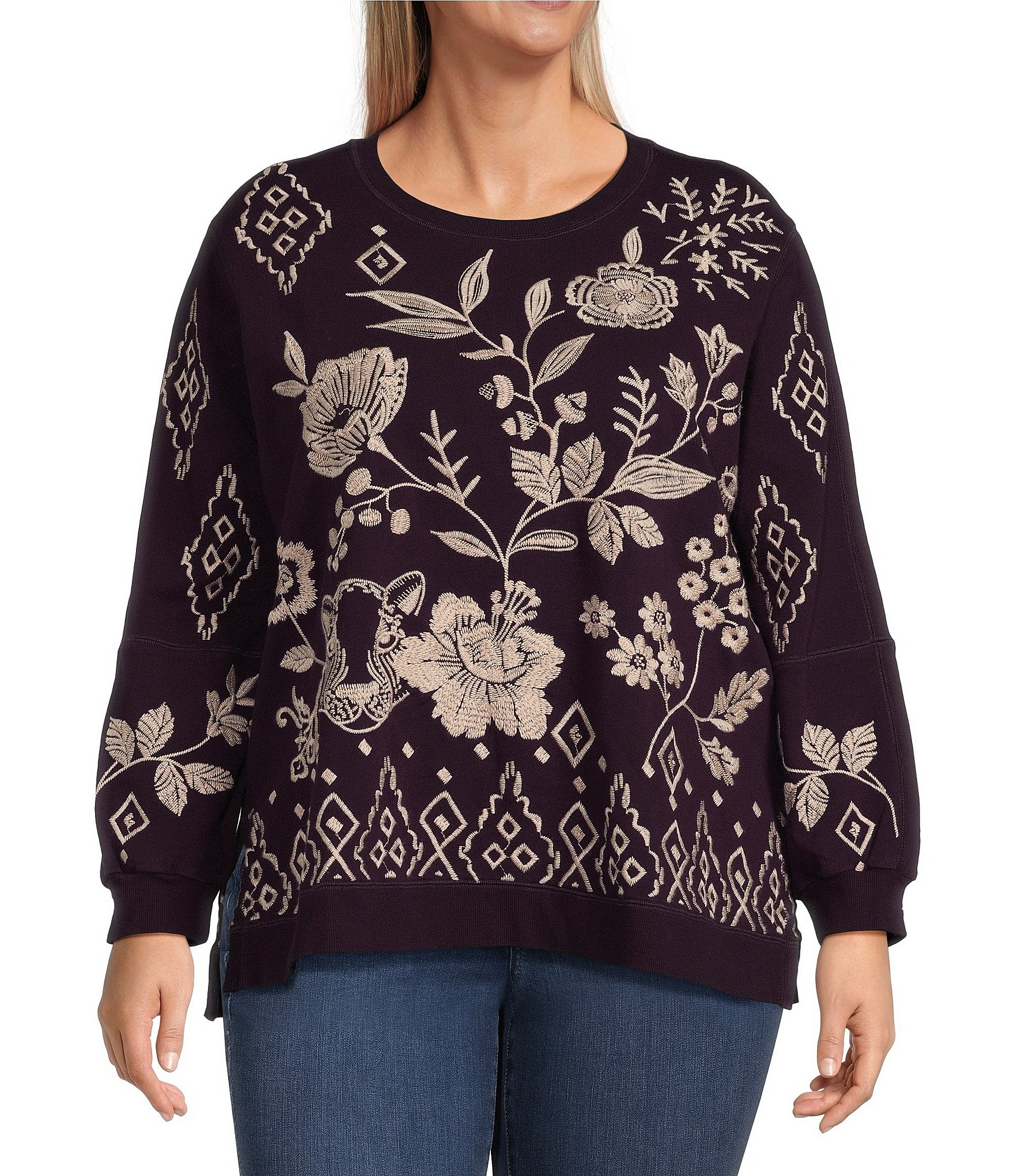 Plus size hot sale floral sweatshirt