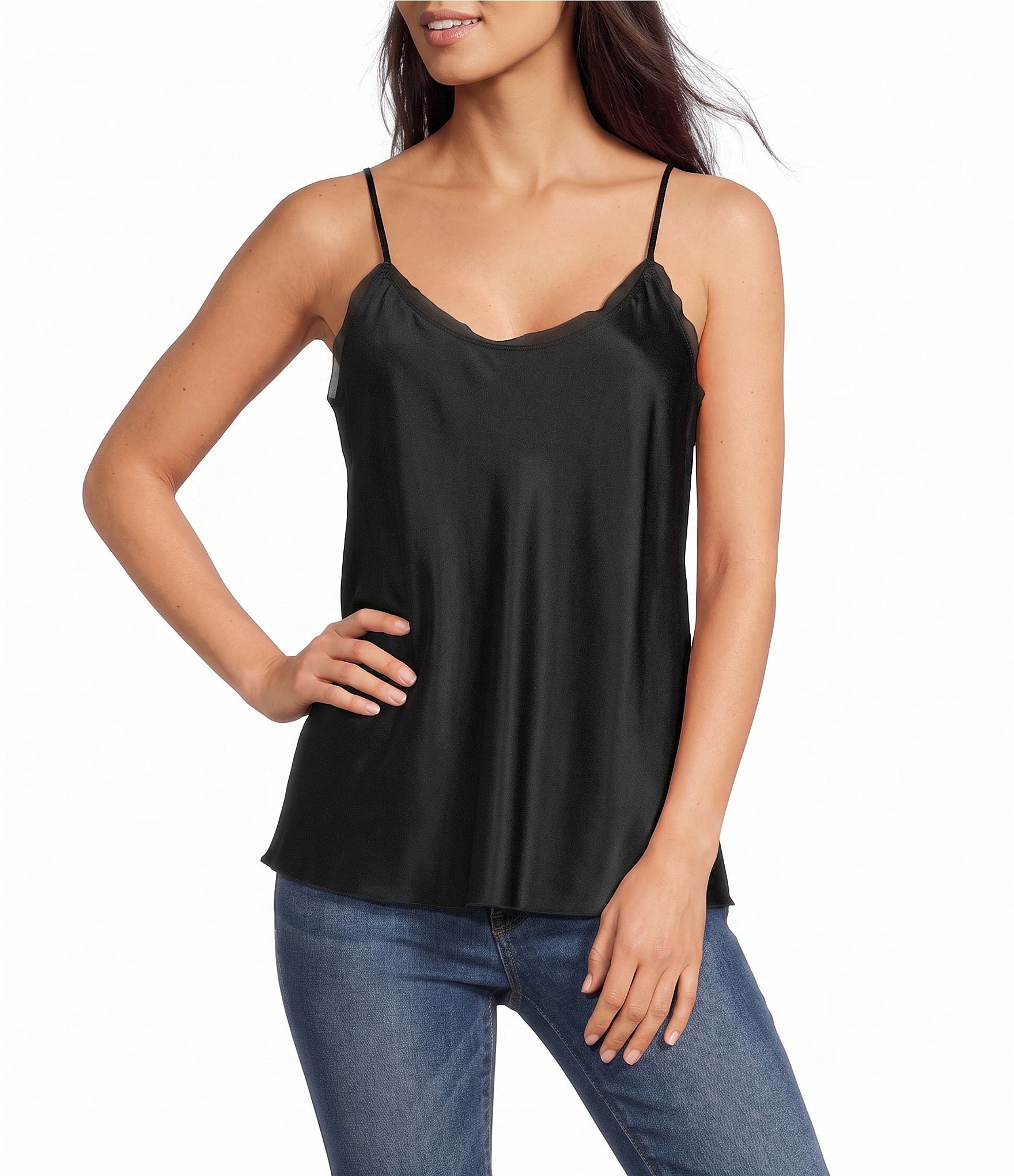 JOHNNY WAS Scoop Neck Silk Camisole Top