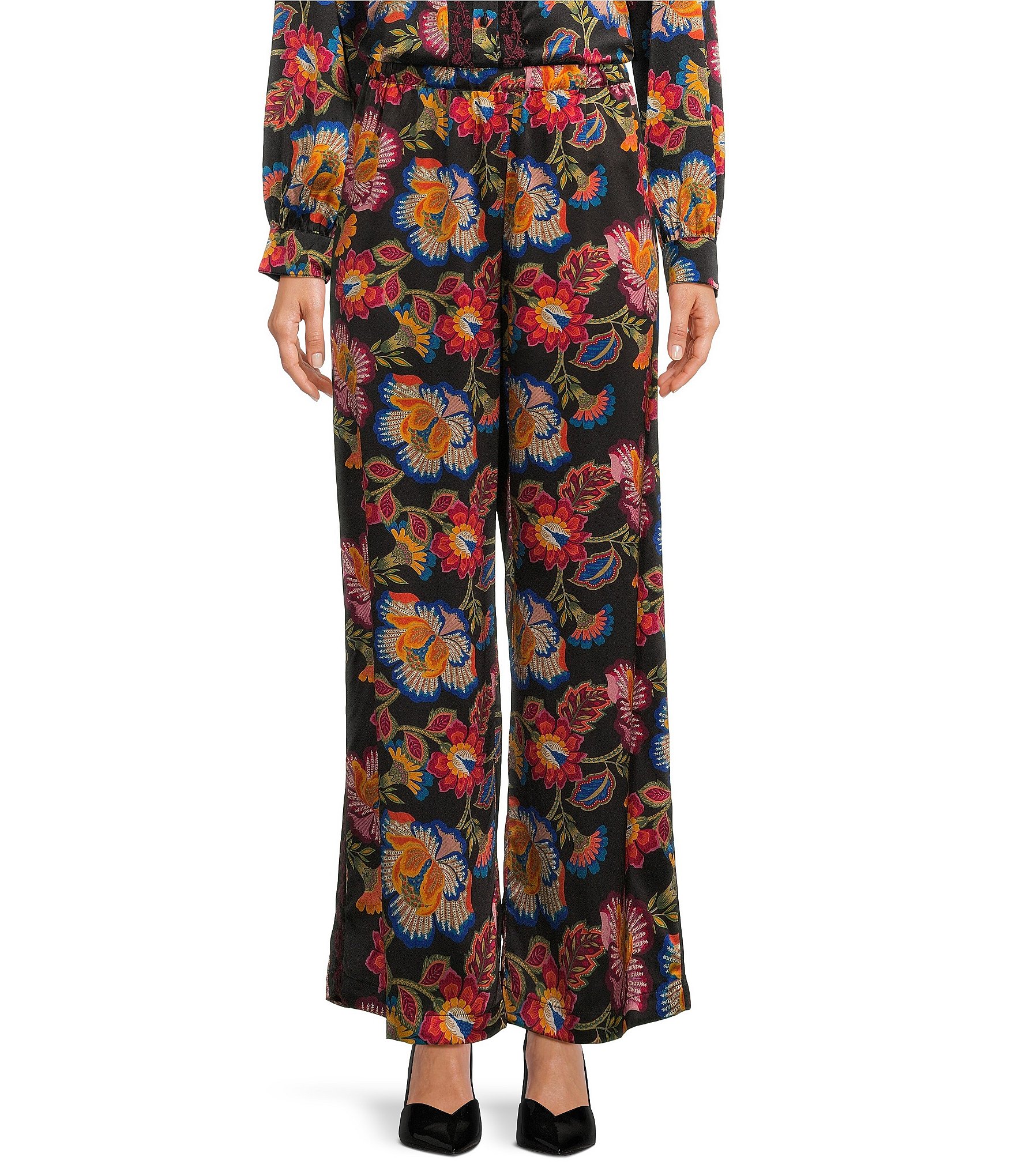 JOHNNY WAS Sidonia Vibrant Floral Printed Silk Embroidered Side Seam ...