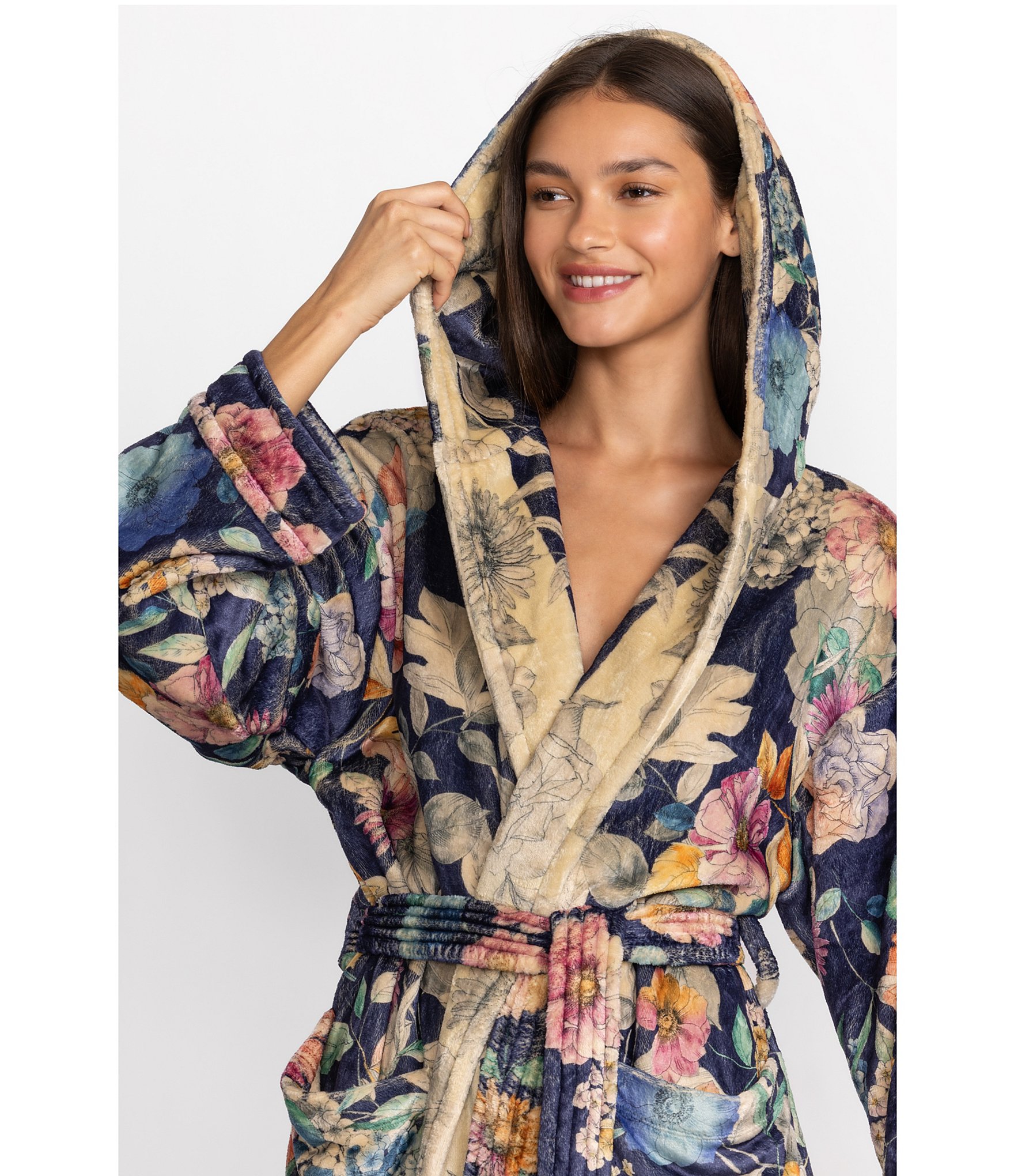 JOHNNY WAS Valentina Cozy Long Sleeve Hooded Robe