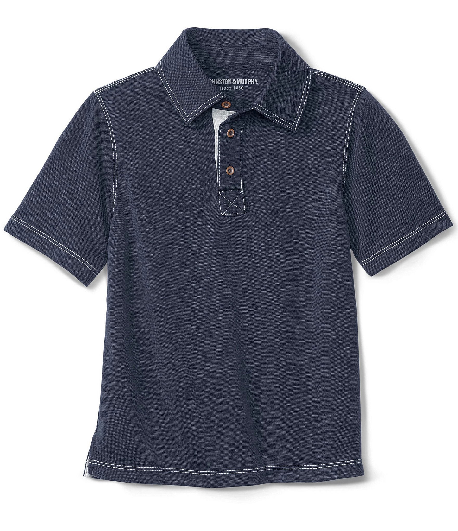 Johnston & Murphy Big Boys 8-20 Short Sleeve Slub Polo Shirt