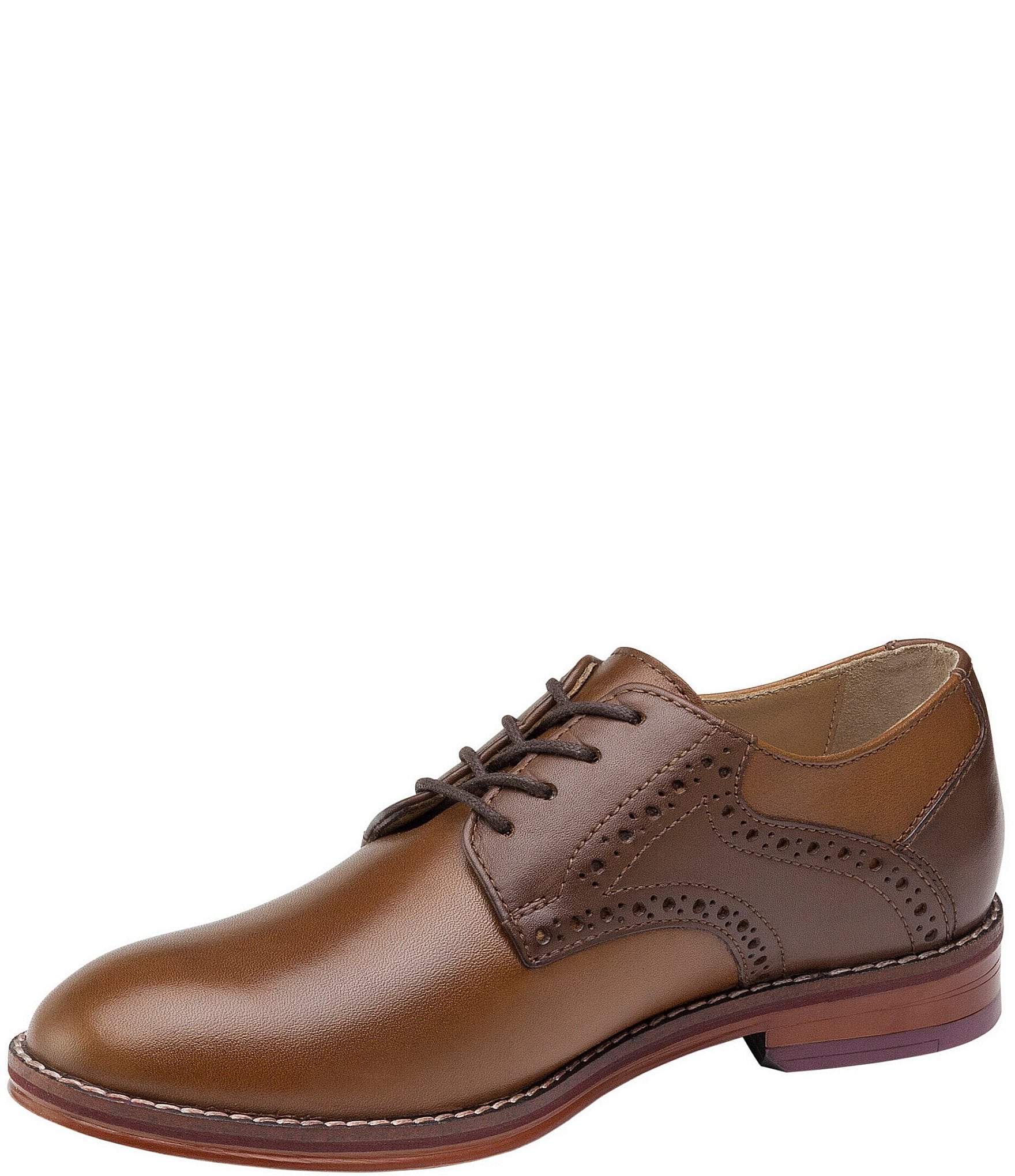 Johnston & Murphy Boys' Conard Leather Saddle Brogue Detail Oxfords (Infant)