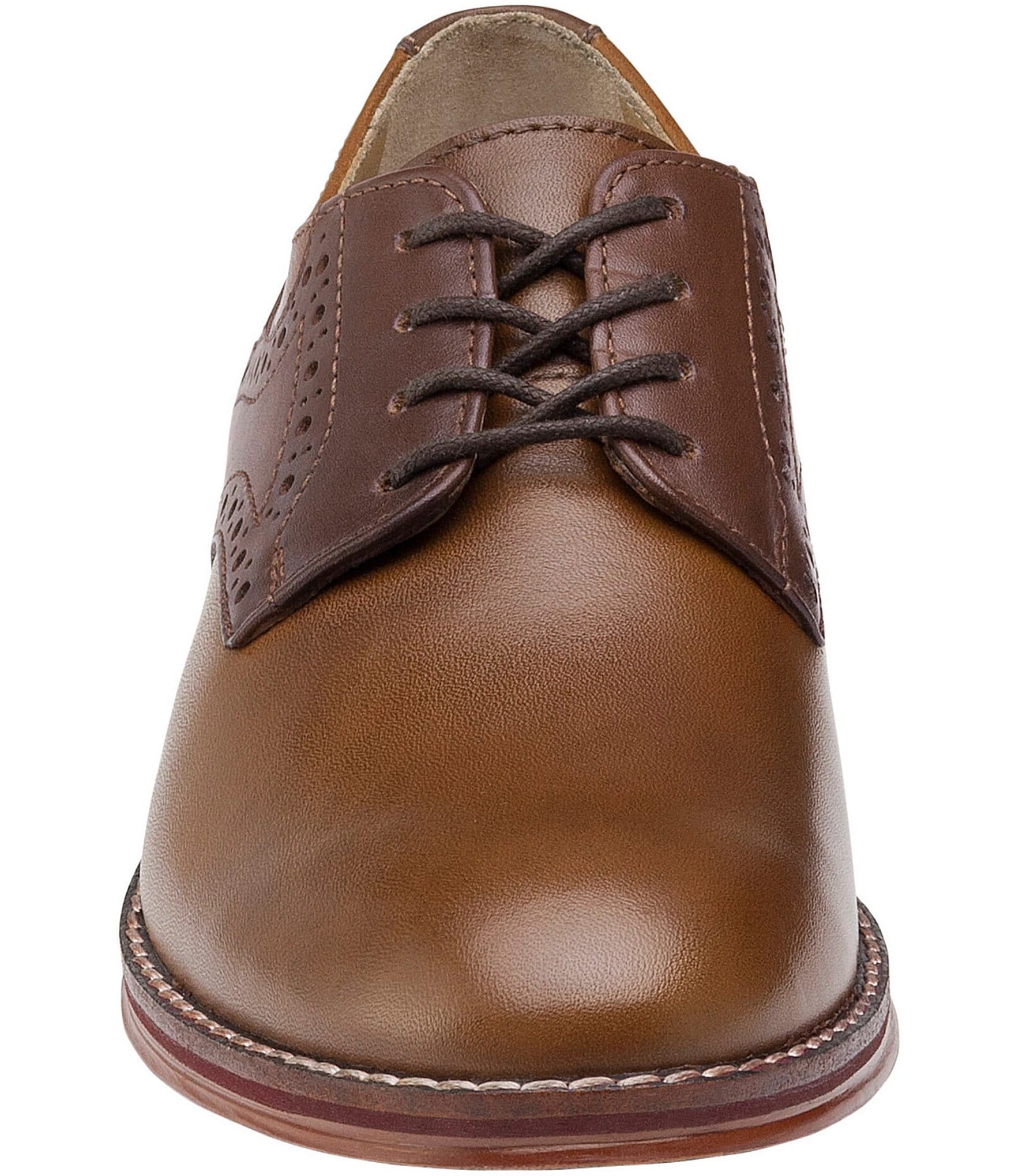 Johnston & Murphy Boys' Conard Leather Saddle Brogue Detail Oxfords (Infant)