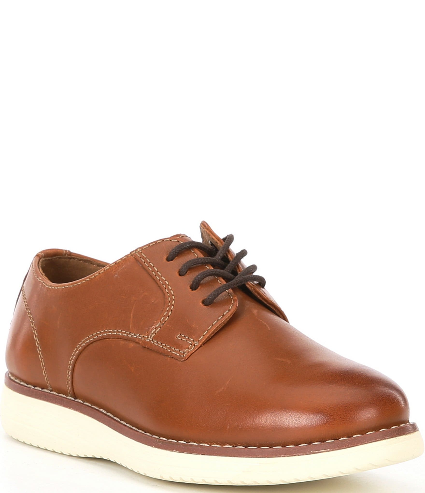 Johnston & Murphy Boys' Upton Plain Toe Leather Lace Up Oxfords (Youth)