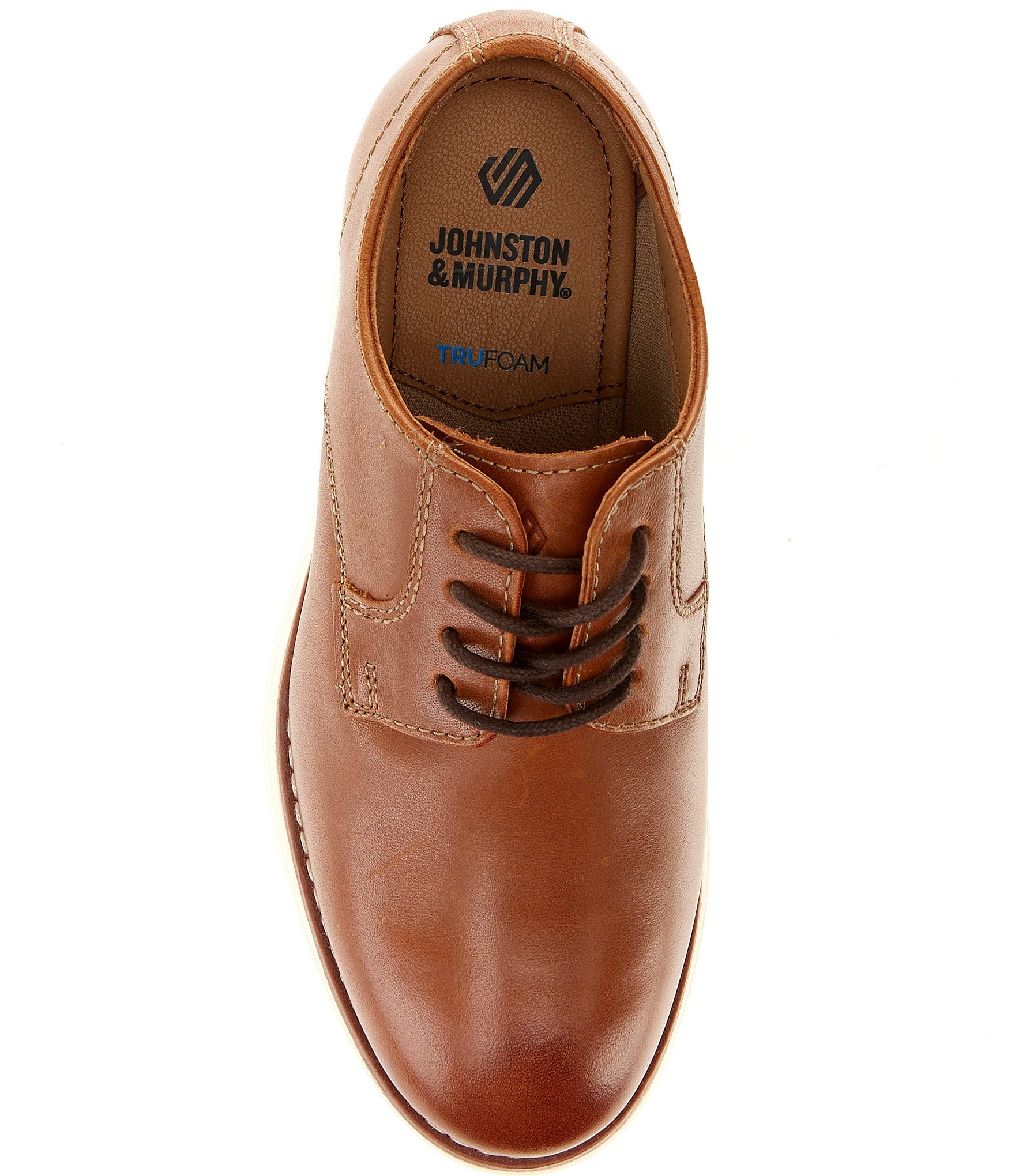 Johnston & Murphy Boys' Upton Plain Toe Leather Lace Up Oxfords (Youth)