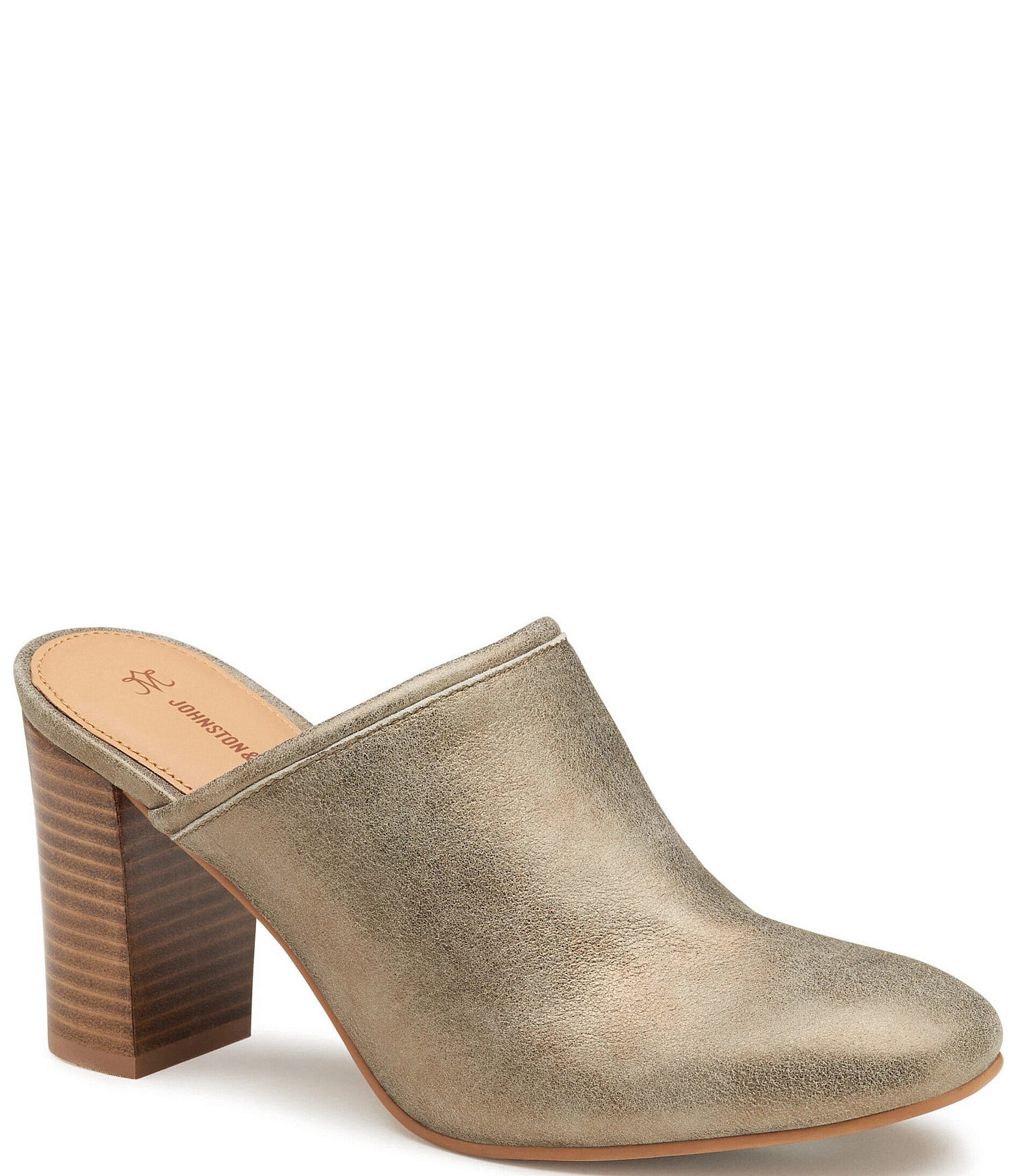 Johnston & Murphy Charlotte Metallic Suede Block Heel Mules | Dillard's