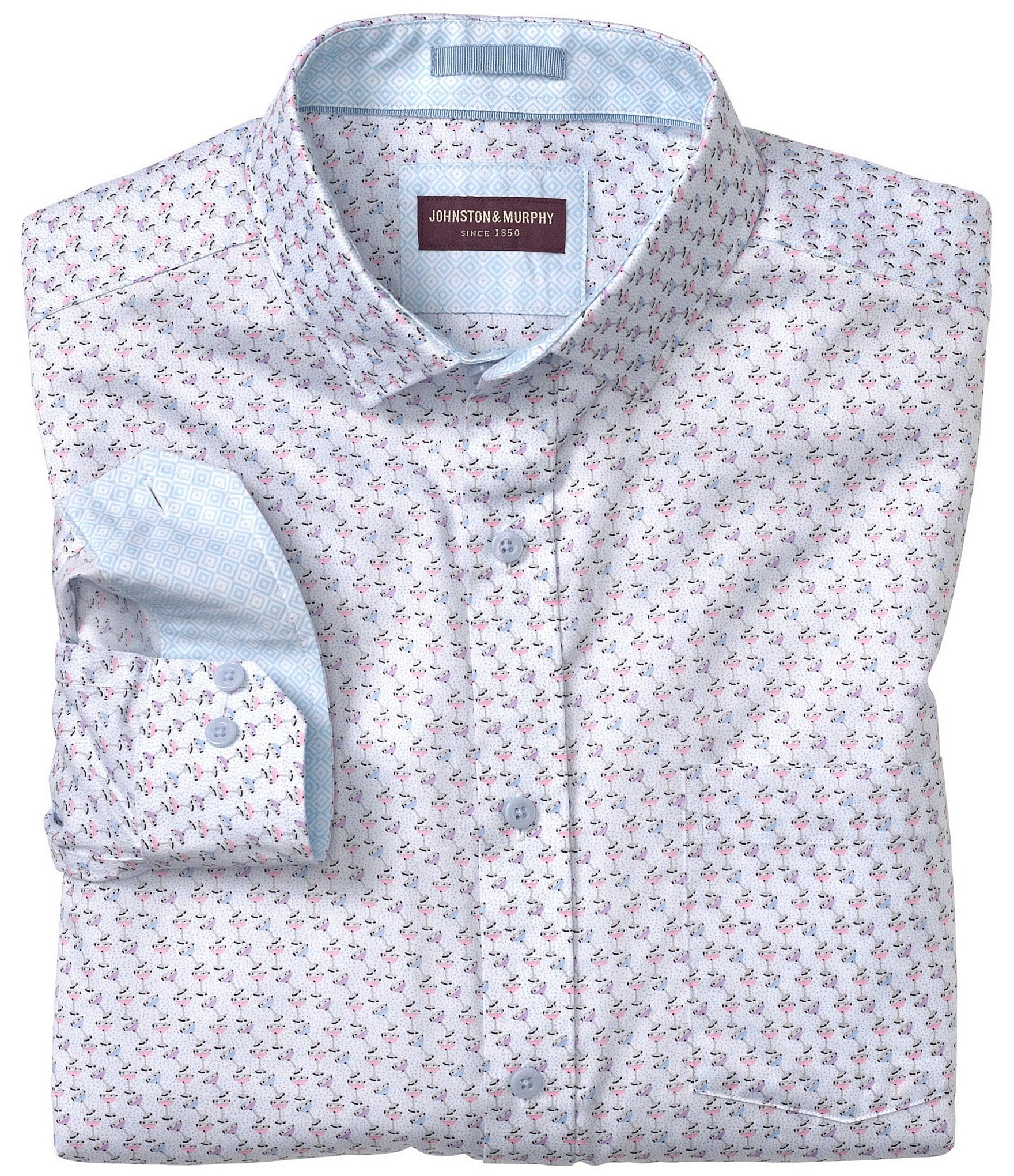 Johnston & Murphy Cocktail Print Long Sleeve Woven Shirt