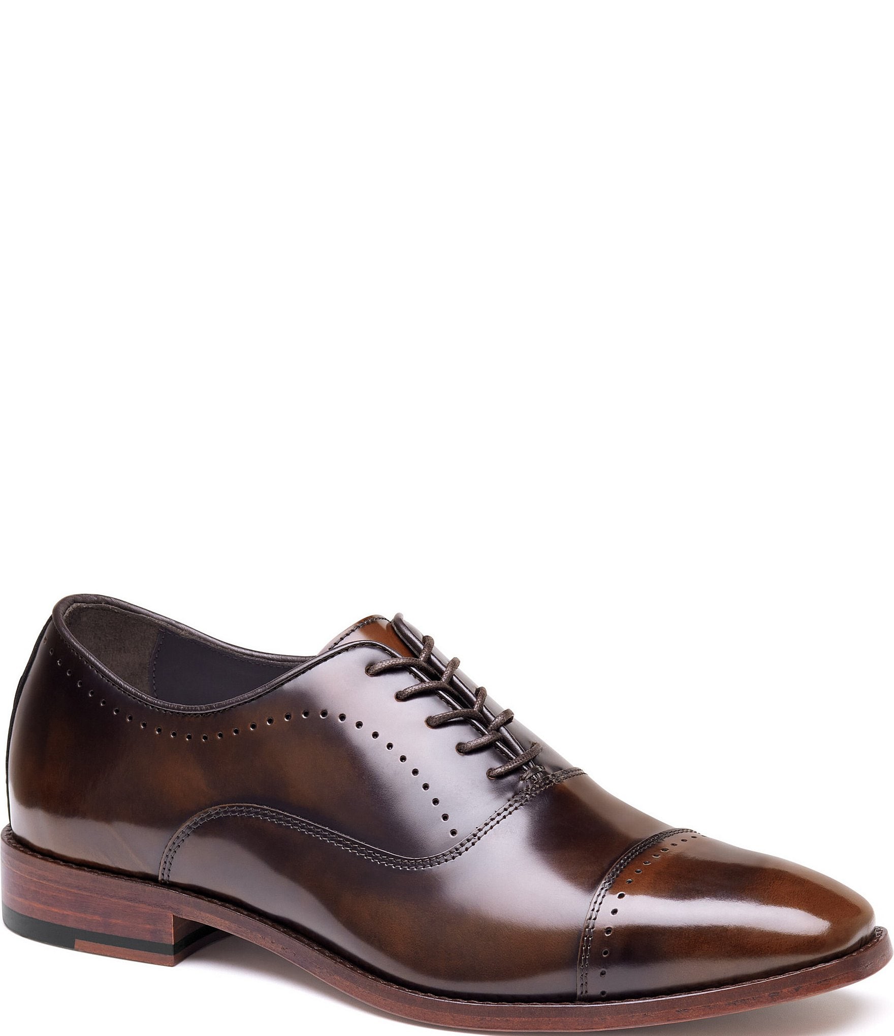 Johnston & Murphy Collection Men's Arrister Perforated Cap Toe Brush Finish Leather Oxfords