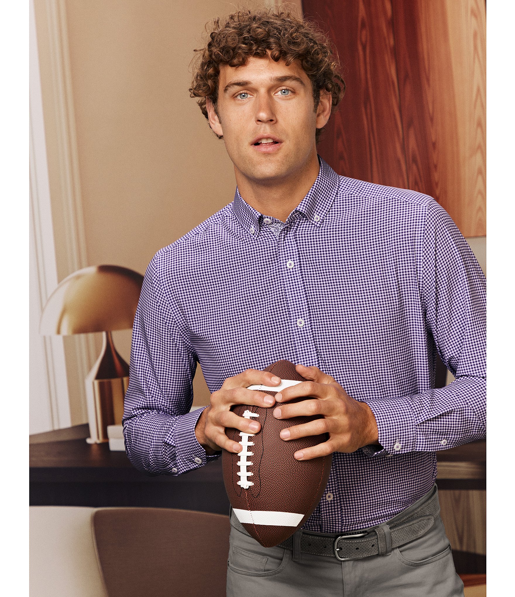 Johnston & Murphy Gameday XC4 Gingham Long Sleeve Woven Shirt