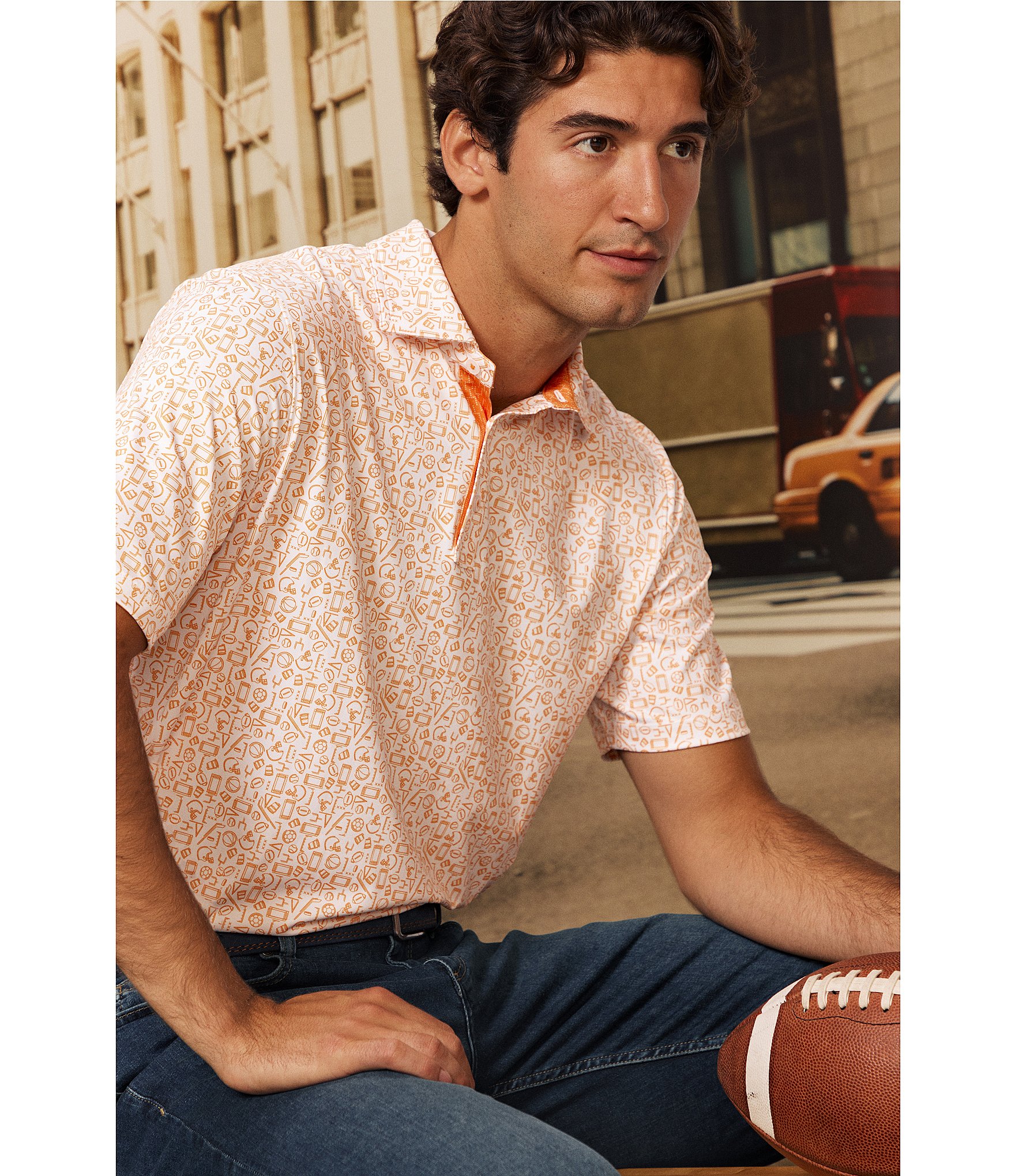 Johnston & Murphy Gameday XC4 Multi Sport Print Short Sleeve Polo Shirt
