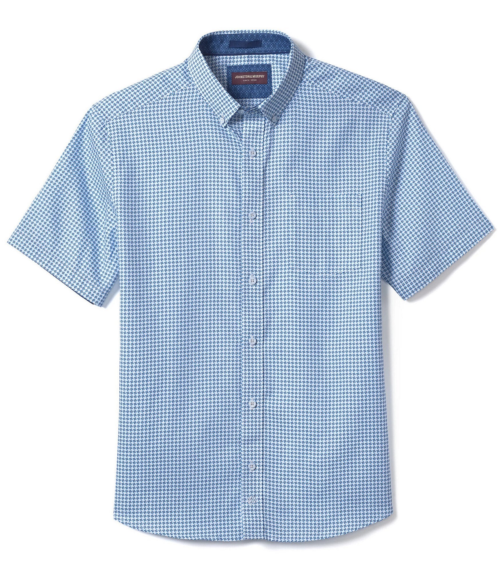 Johnston & Murphy Geo Turbine Textured Print Short Sleeve Shirt | Dillard's