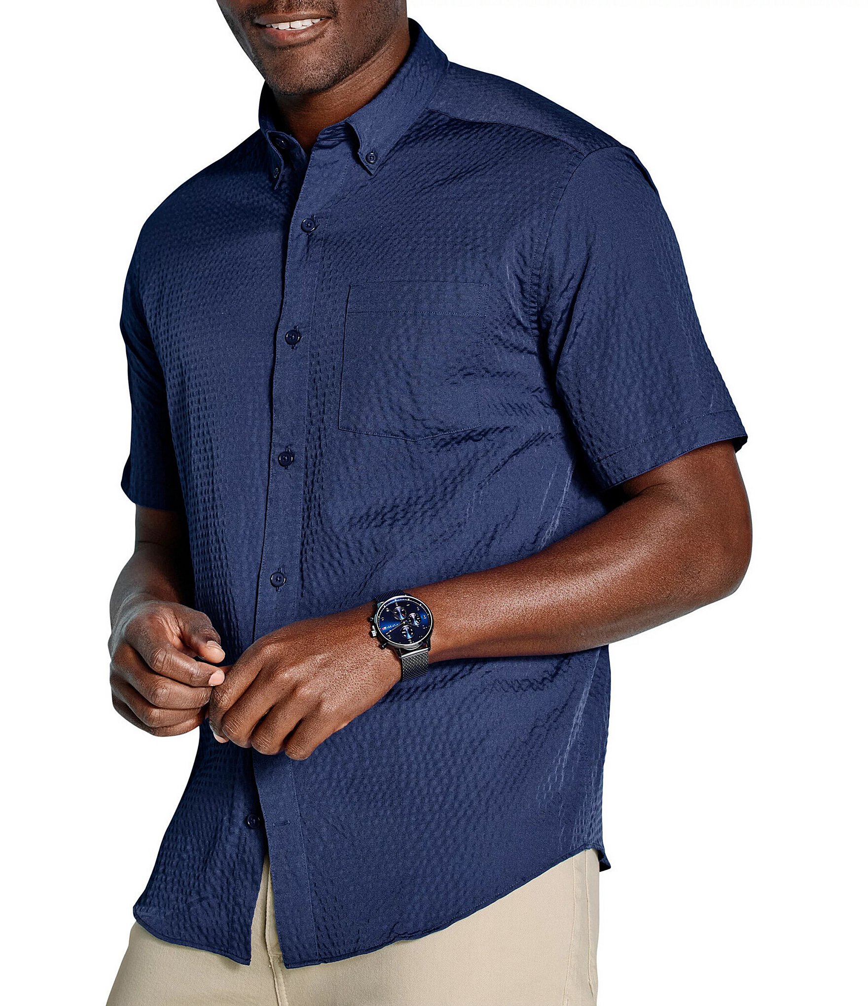 Johnston & Murphy Leland Seersucker Short Sleeve Woven Shirt