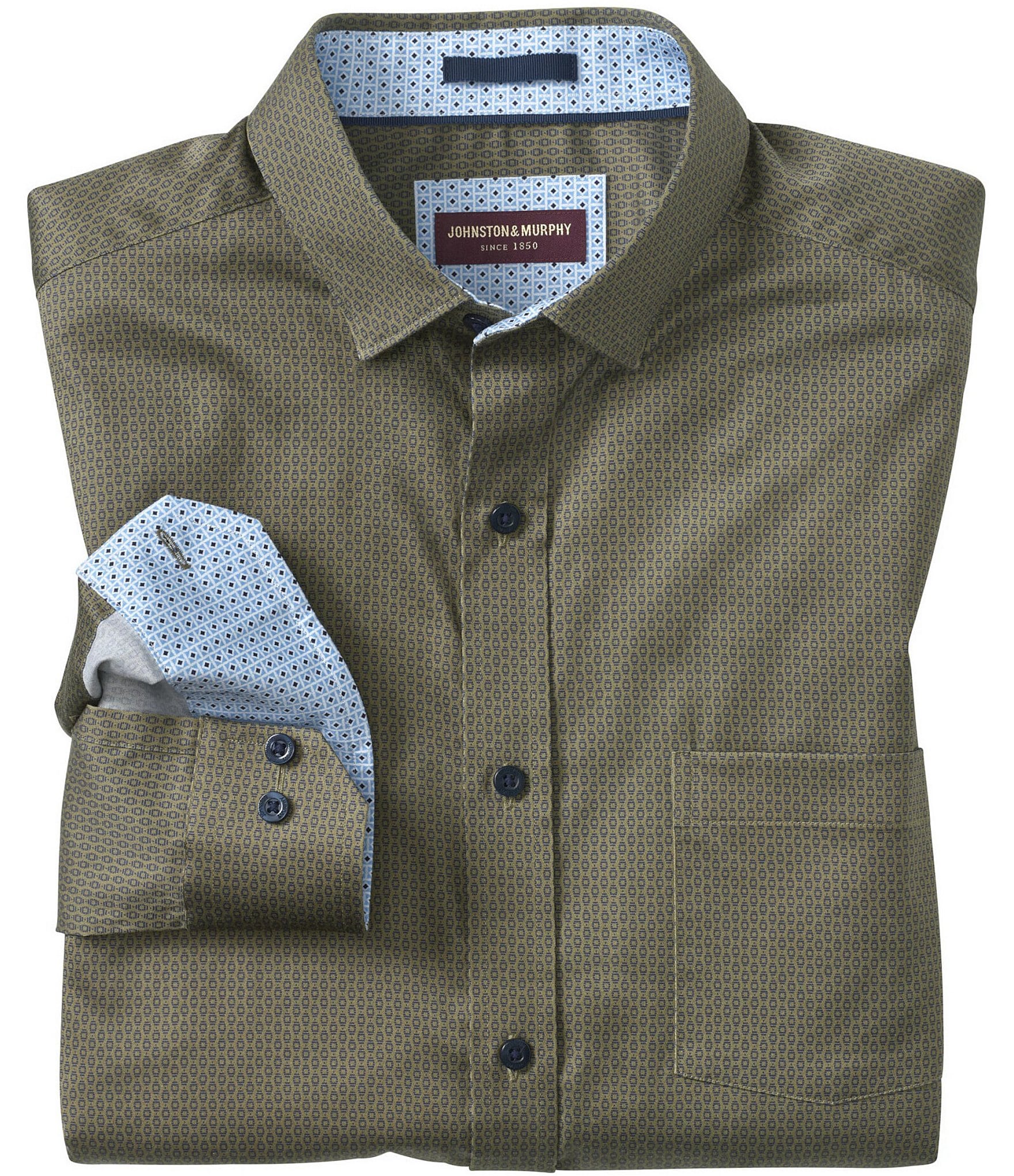Johnston &amp; Murphy Linked Oval Print Long Sleeve Woven Shirt | Dillard's
