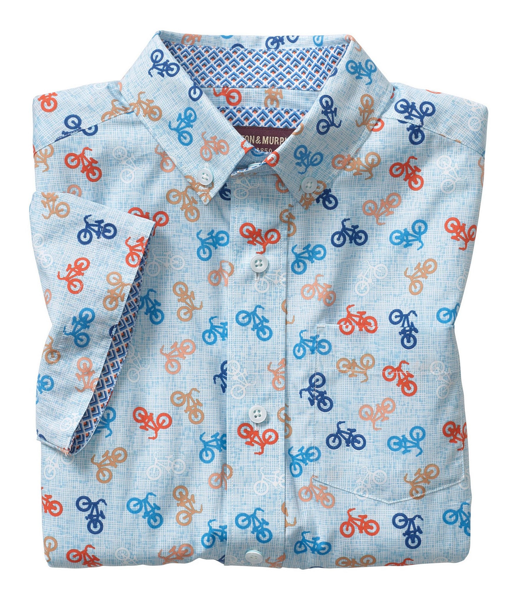 Johnston & Murphy Little/Big Boys 4-16 Bicycle Print Short Sleeve Shirt