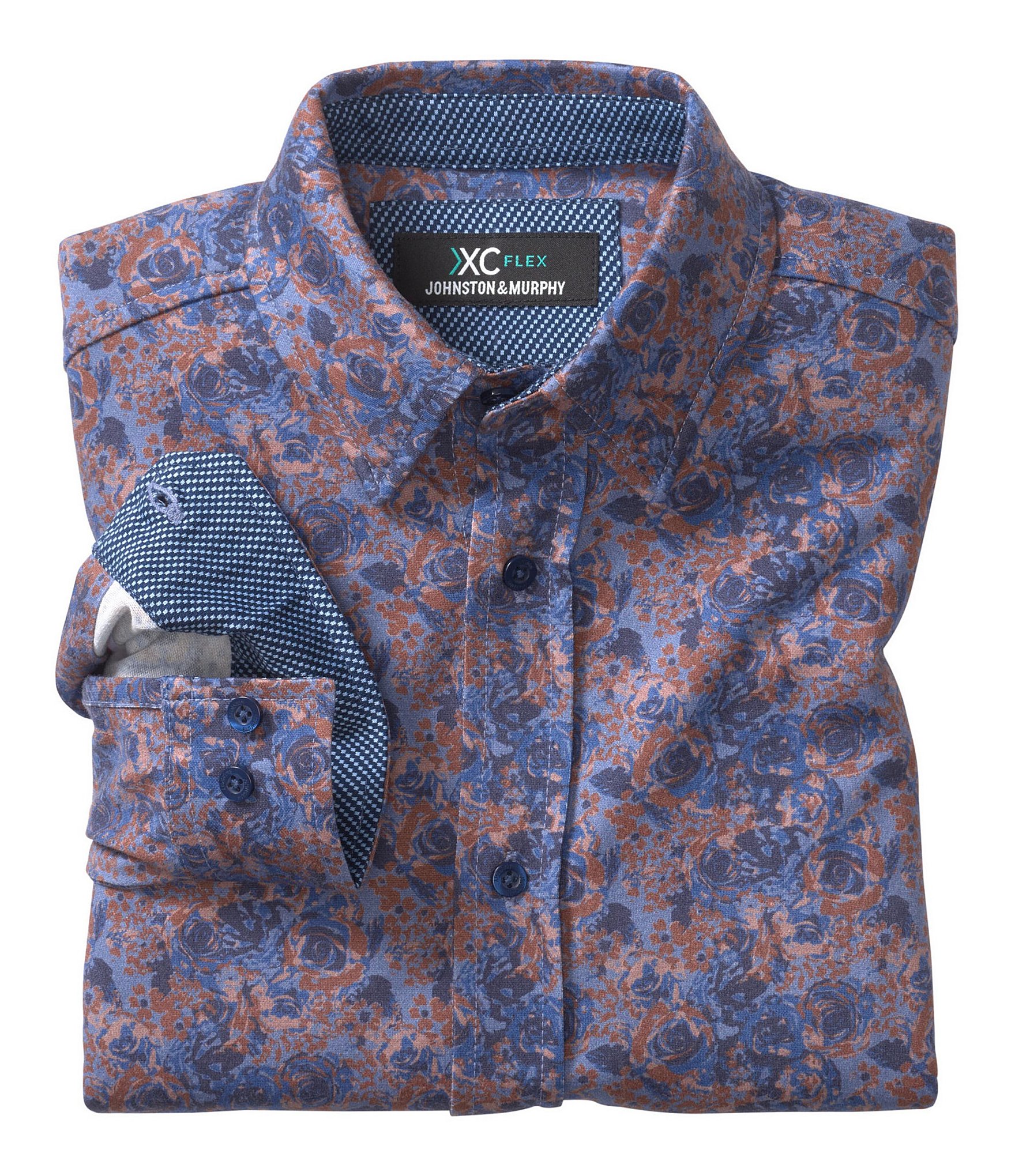 Johnston & Murphy Little/Big Boys 4-16 Long Sleeve Floral Print XC Flex ...