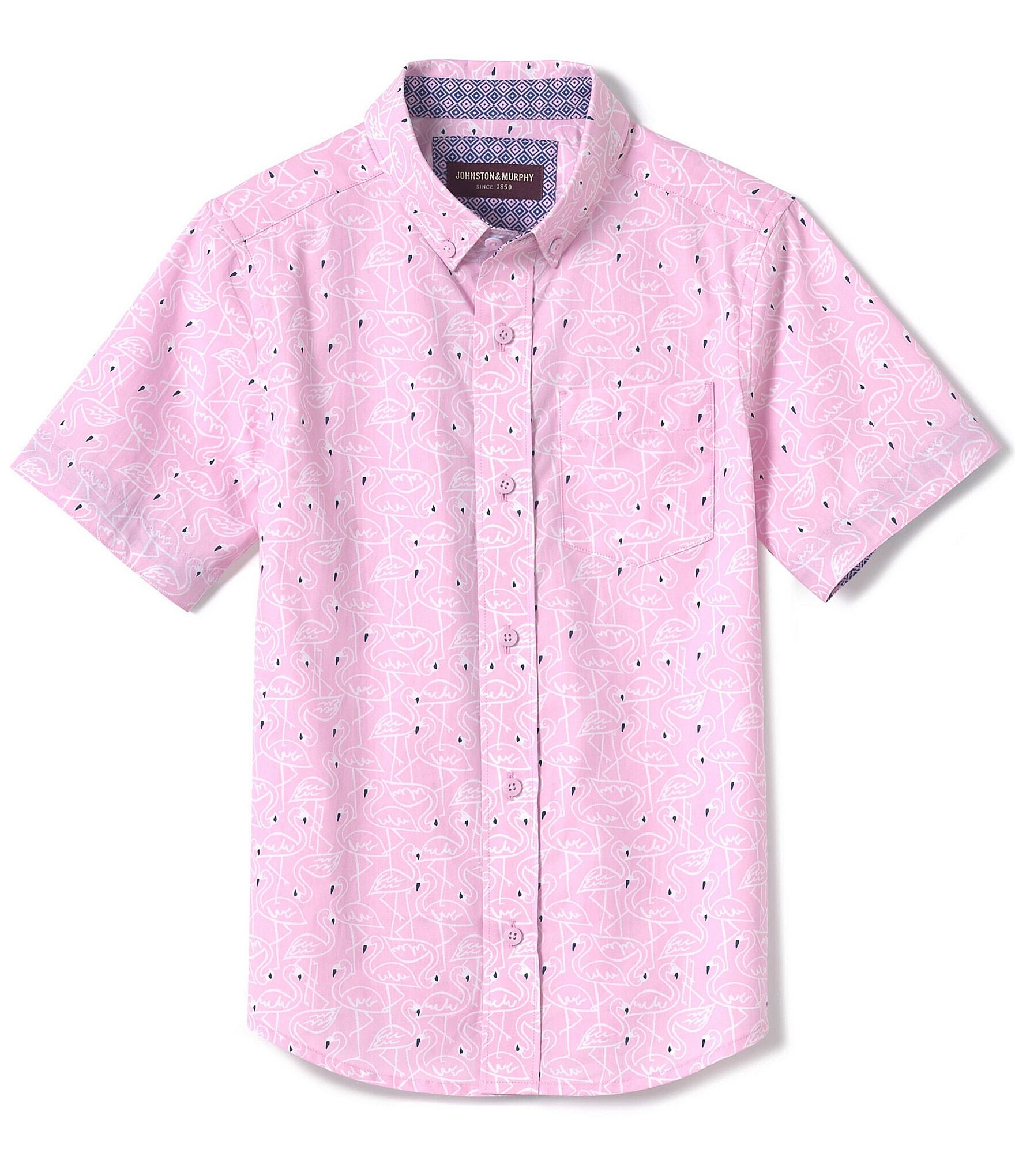 Johnston & Murphy Little/Big Boys 4-16 Family Matching Short Sleeve Flamingo Print Shirt