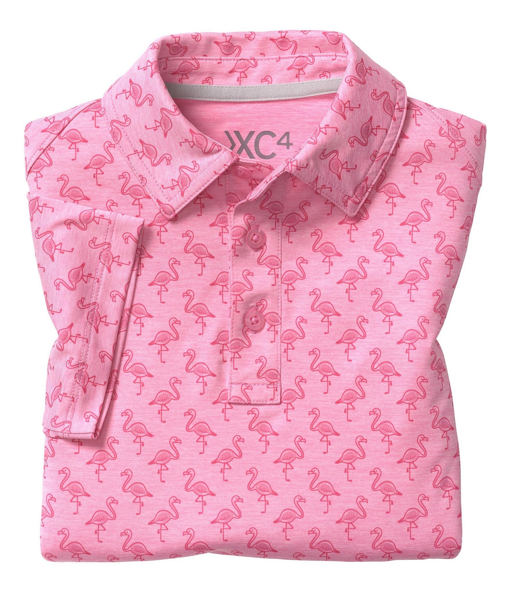 Johnston & Murphy Little/Big Boys' 4-16 Short Sleeve XC4 Performance Tonal Flamingo Polo Shirt