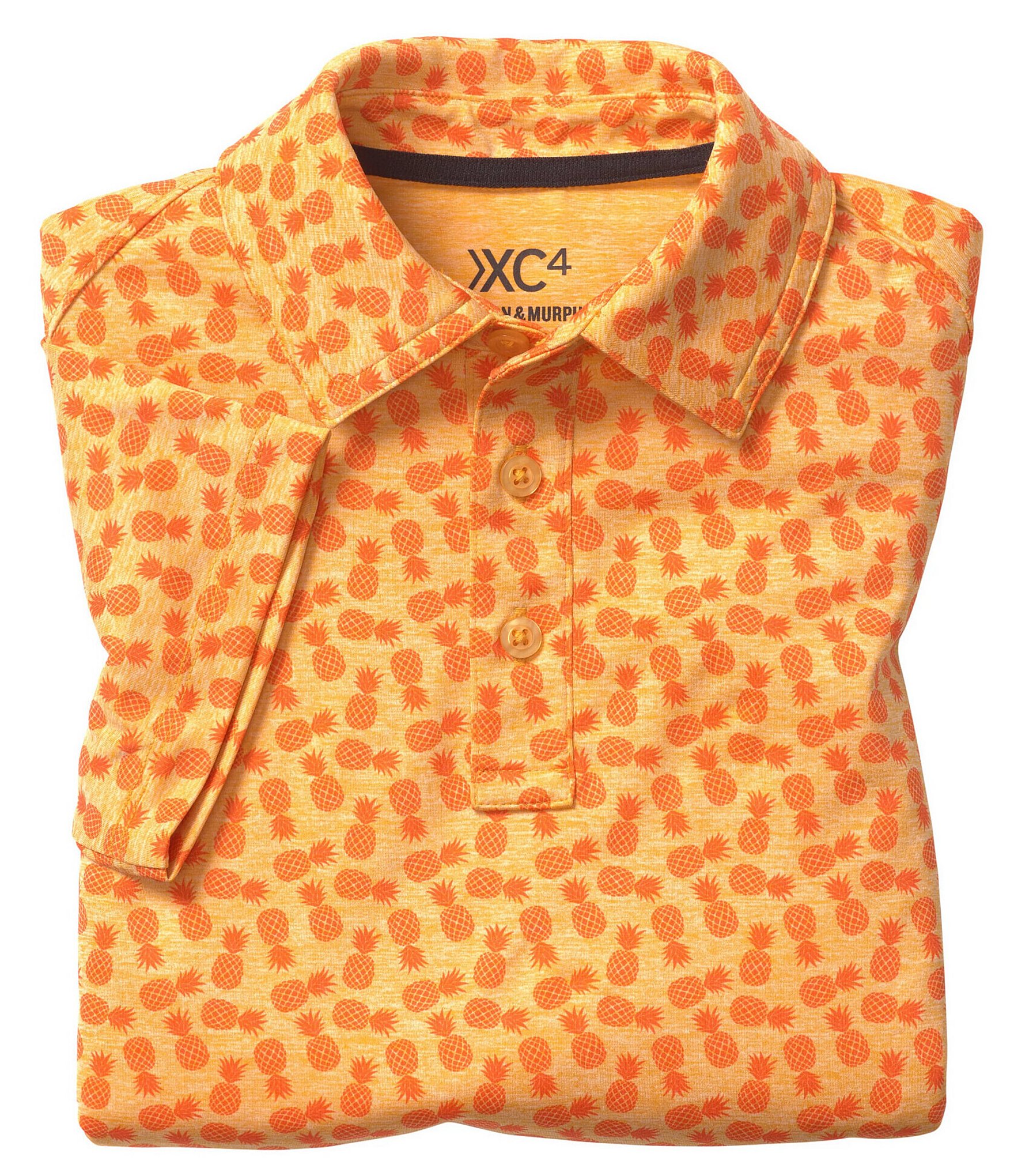 Johnston & Murphy Little/Big Boys' 4-16 Short Sleeve XC4 Performance Tonal Pineapple Polo Shirt