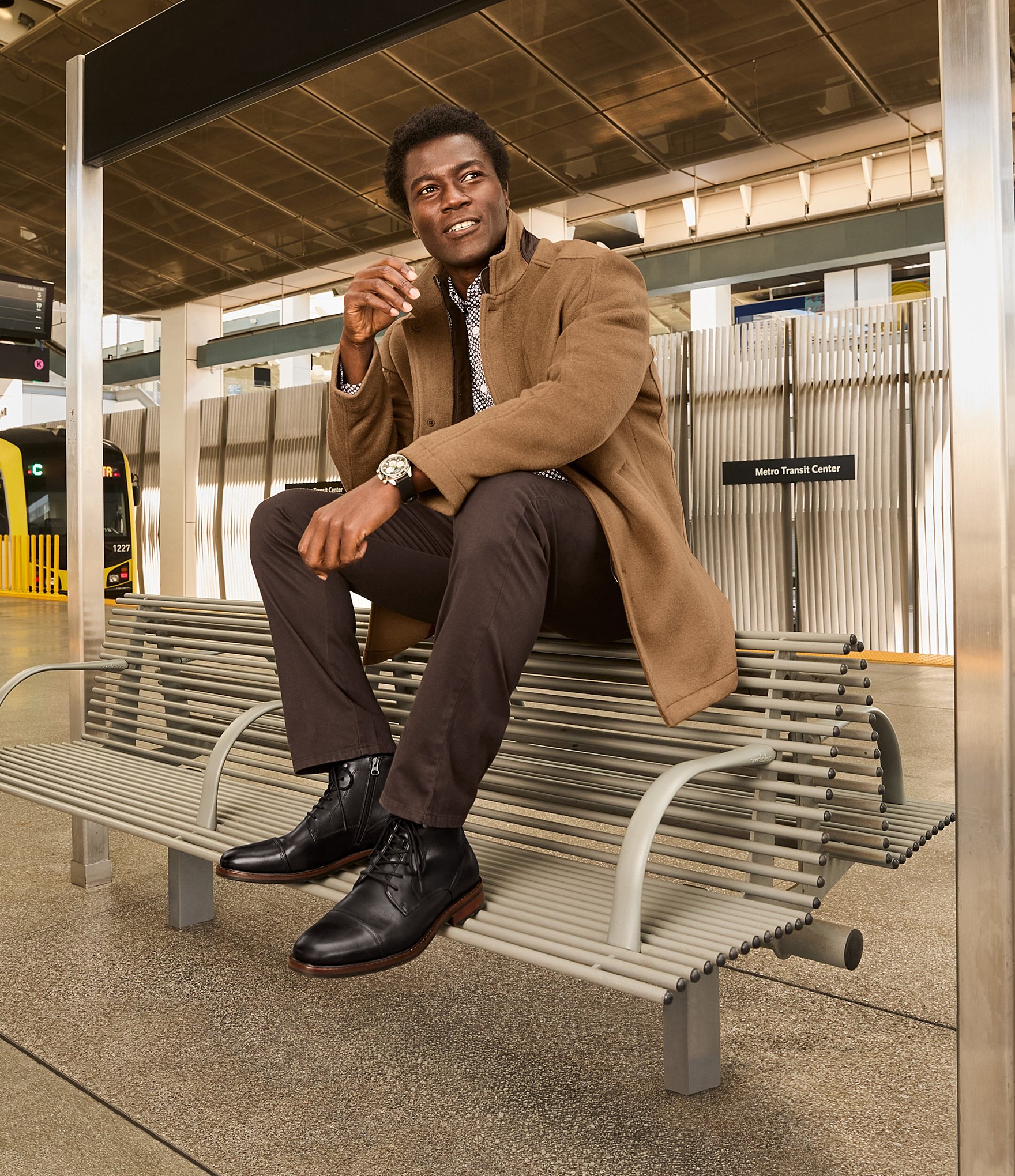 Johnston & Murphy Long Sleeve Upton Wool-Blend Car Coat